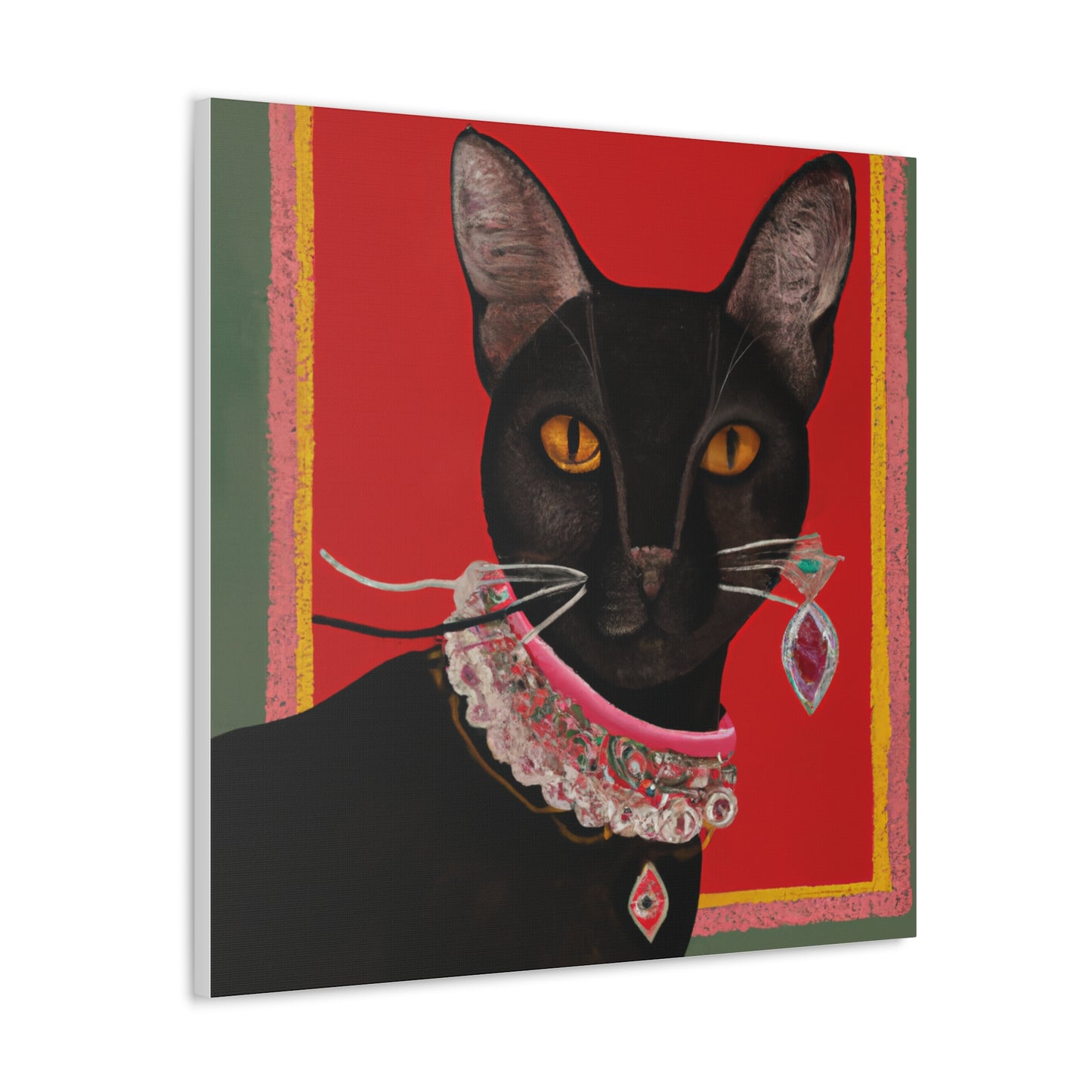 "Frida Kahlo Inspired Black Cat Canvas Print | Stylish Wall Art" by PenPencilArt