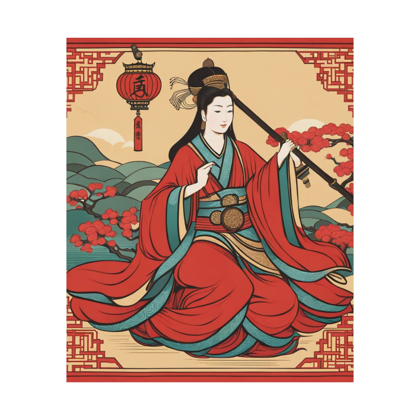 "Qiu Ying-Inspired Justice Poster Prints for Home Decor" by PenPencilArt