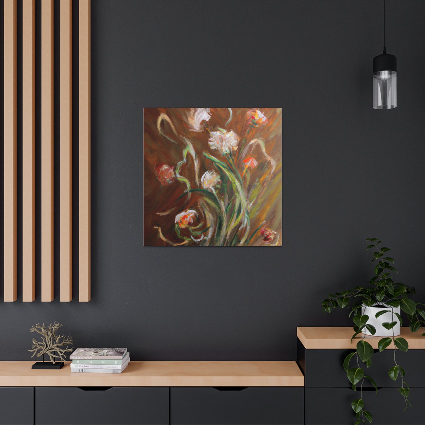 "Gorgeous Flowers in a Style Inspired by Willem de Kooning – Canvas Print" by PenPencilArt