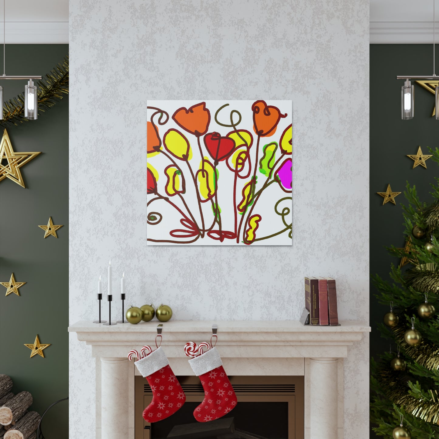 "Vibrant Flower Canvas Prints Inspired by Peter Max" by PenPencilArt