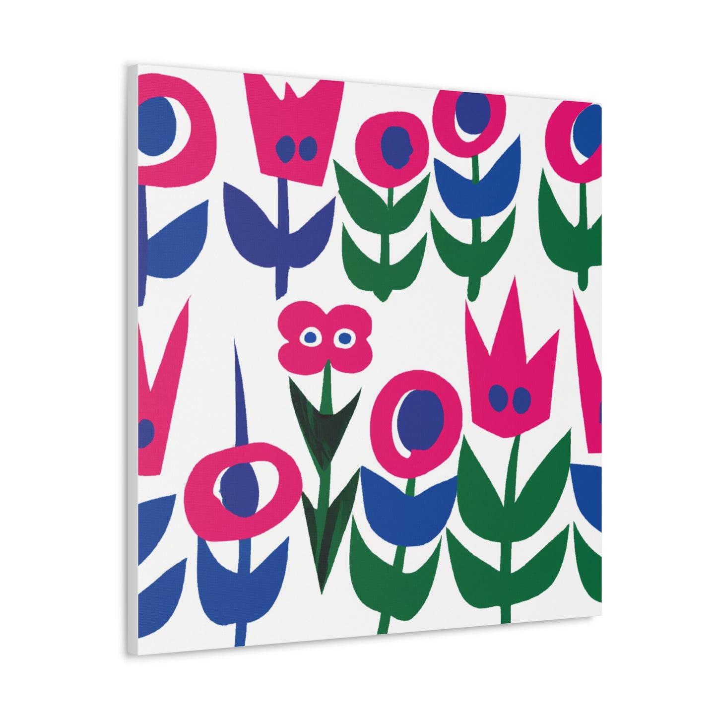 "Flowers in Keith Haring-Inspired Style Canvas Print" by PenPencilArt