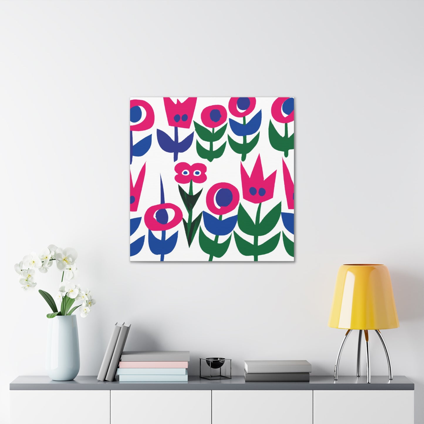 "Flowers in Keith Haring-Inspired Style Canvas Print" by PenPencilArt
