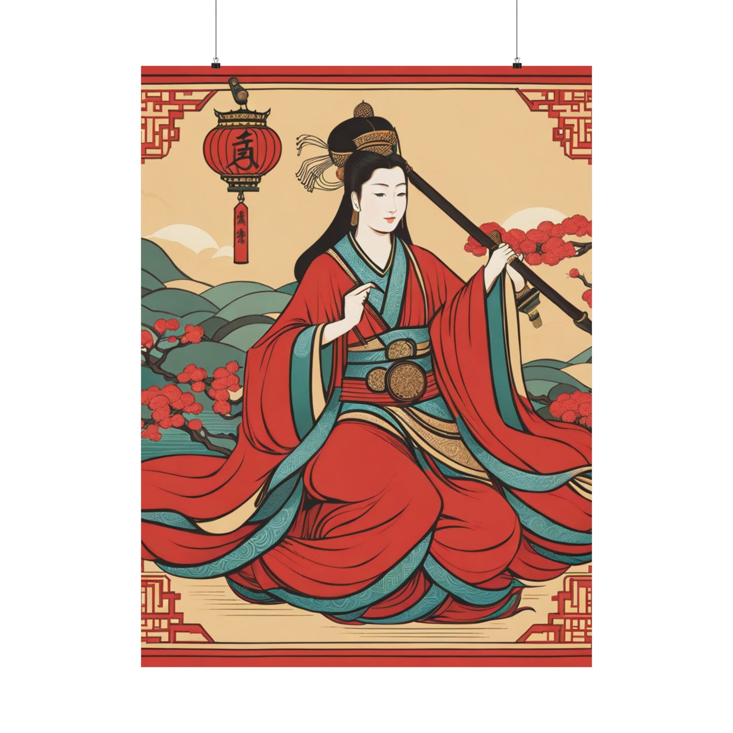 "Qiu Ying-Inspired Justice Poster Prints for Home Decor" by PenPencilArt