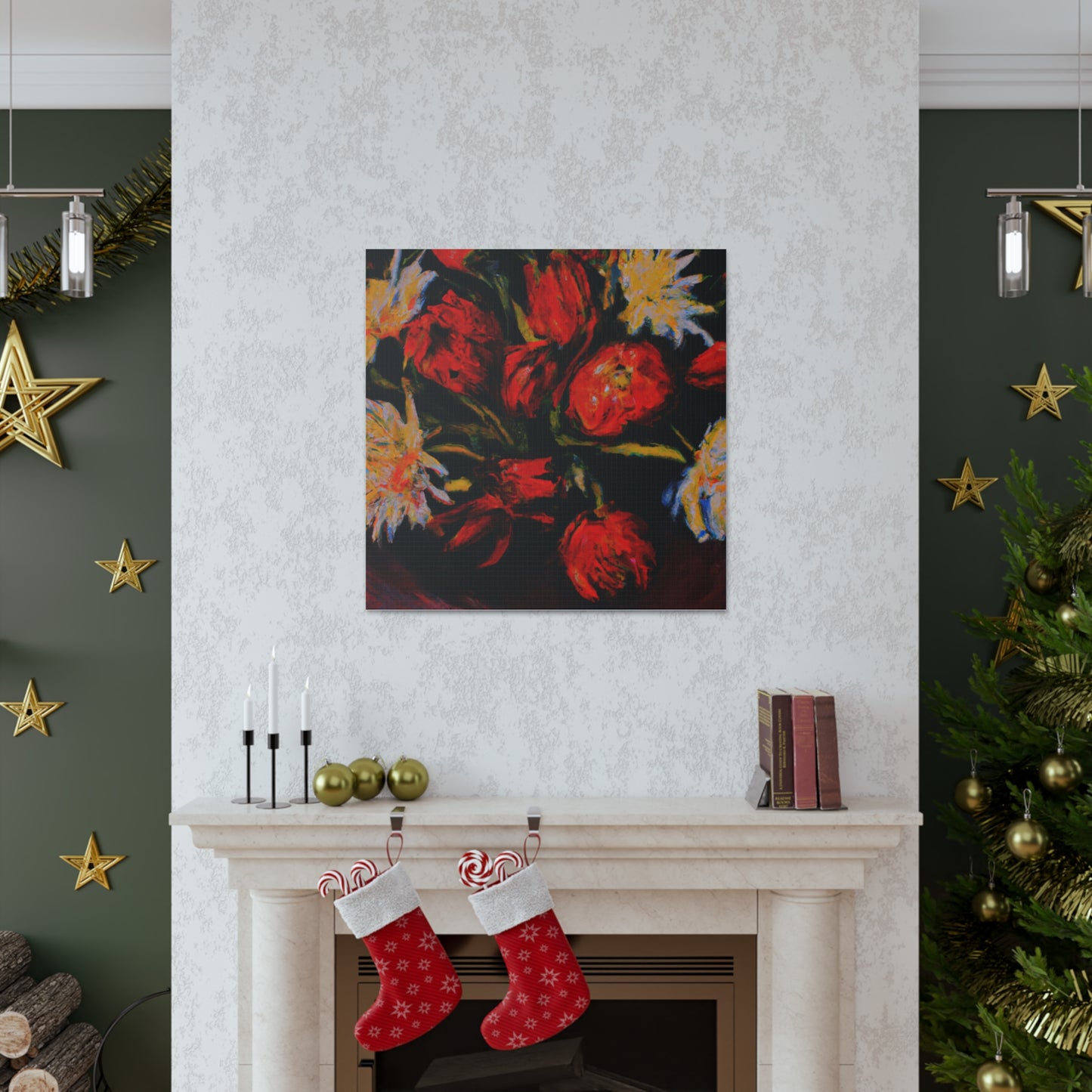 "Bright and Bold Flower Canvas Prints in the Style of Clyfford Still" by PenPencilArt