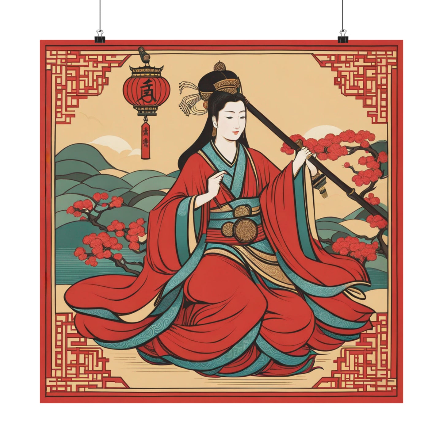 "Qiu Ying-Inspired Justice Poster Prints for Home Decor" by PenPencilArt
