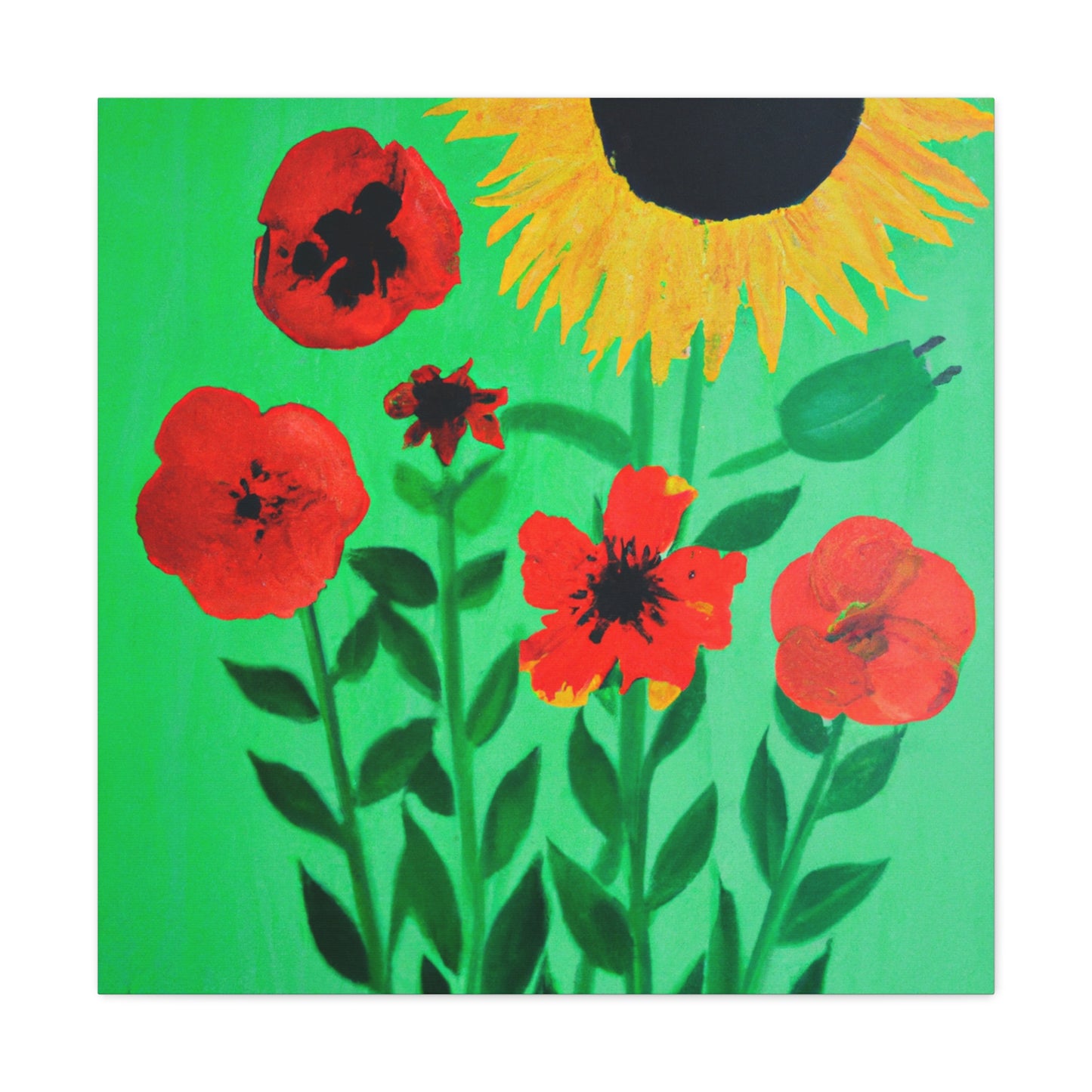"Flowers in Banksy-Inspired Canvas Prints" by PenPencilArt