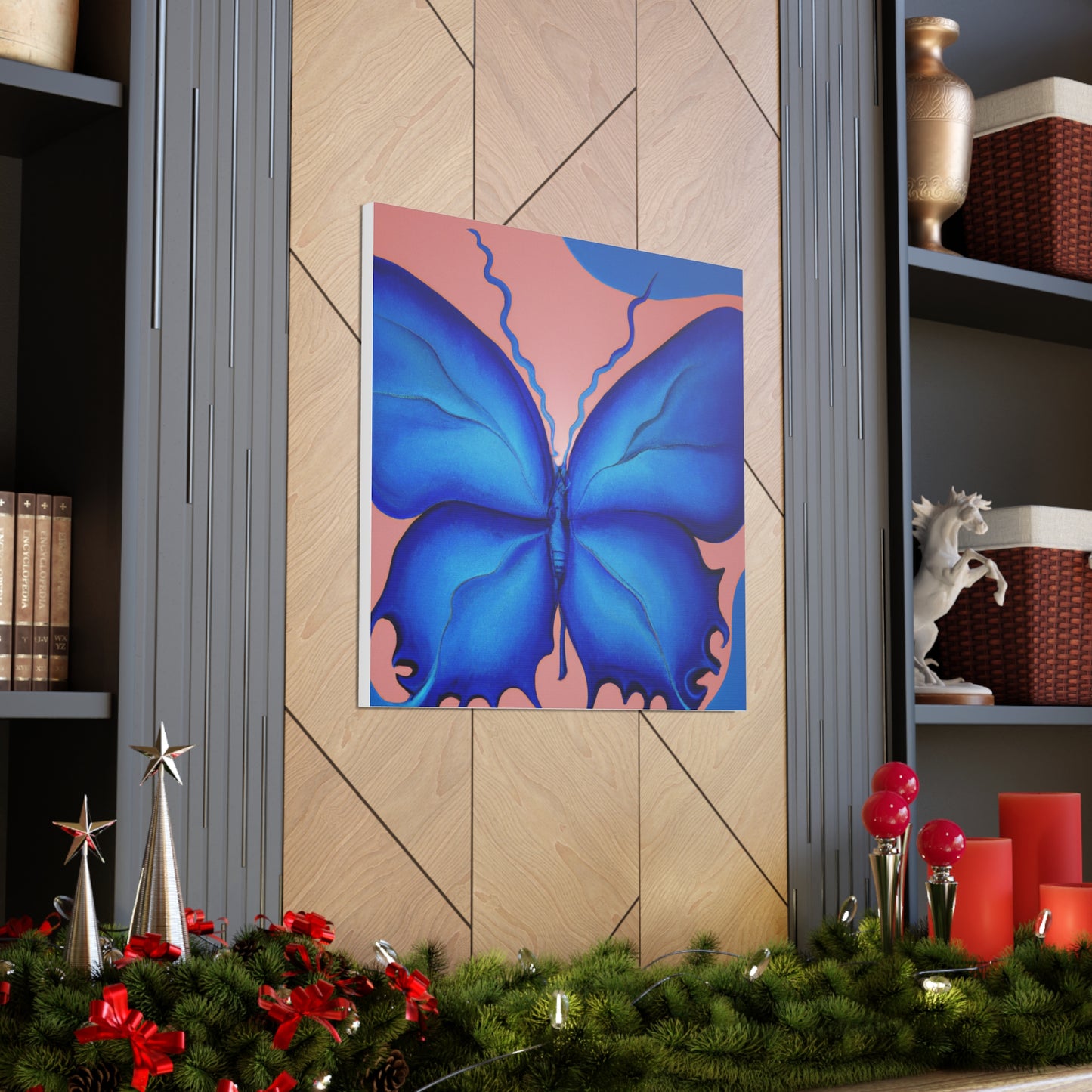 "Blue Butterfly Canvas Print Inspired by Georgia O'Keeffe" by PenPencilArt