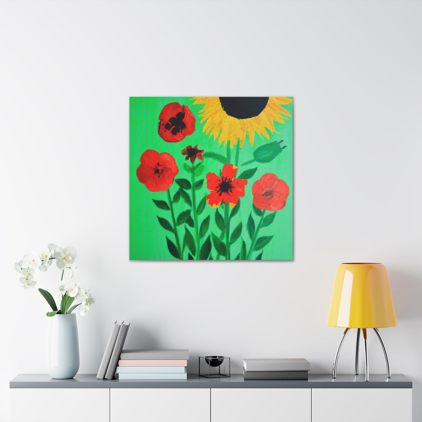 "Flowers in Banksy-Inspired Canvas Prints" by PenPencilArt