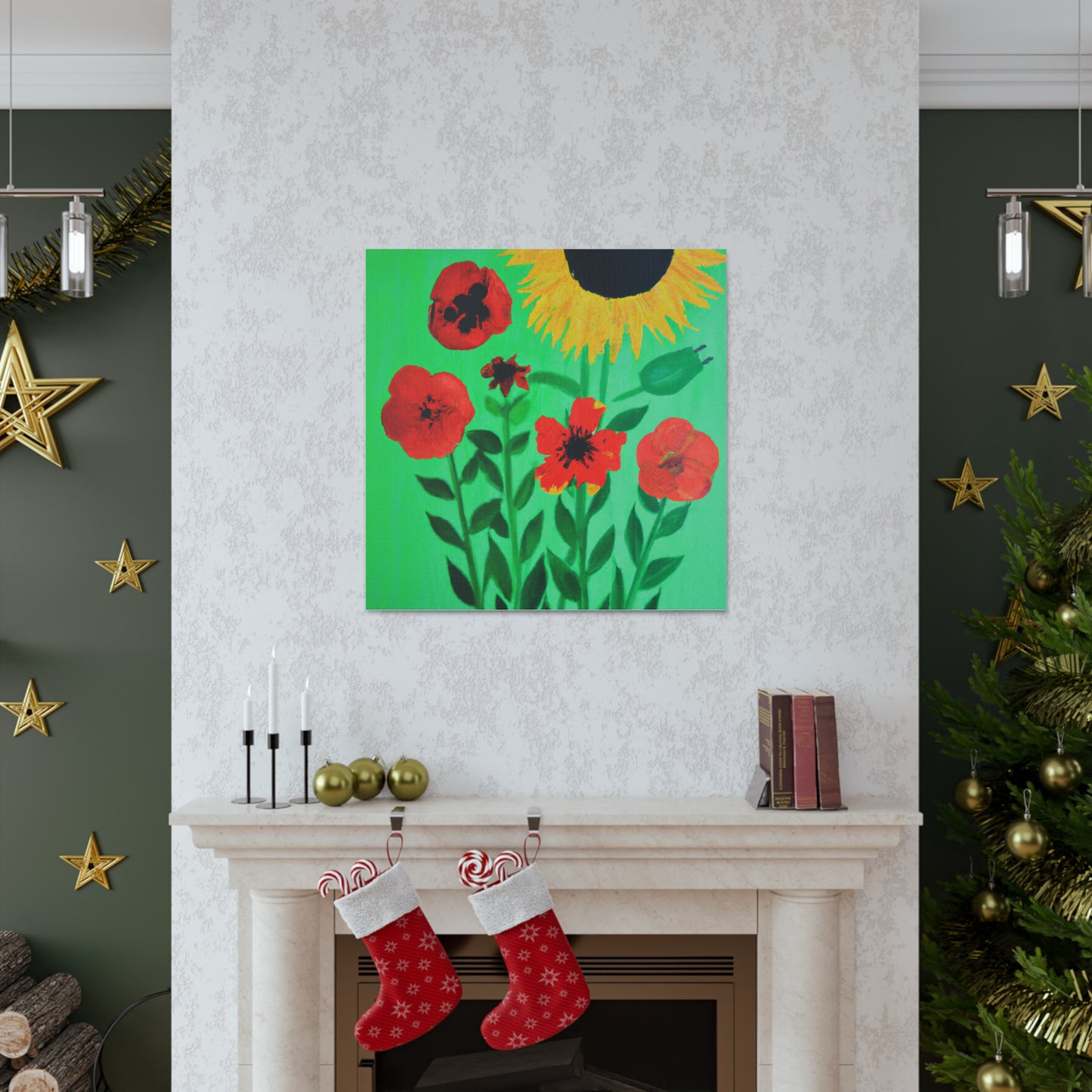 "Flowers in Banksy-Inspired Canvas Prints" by PenPencilArt