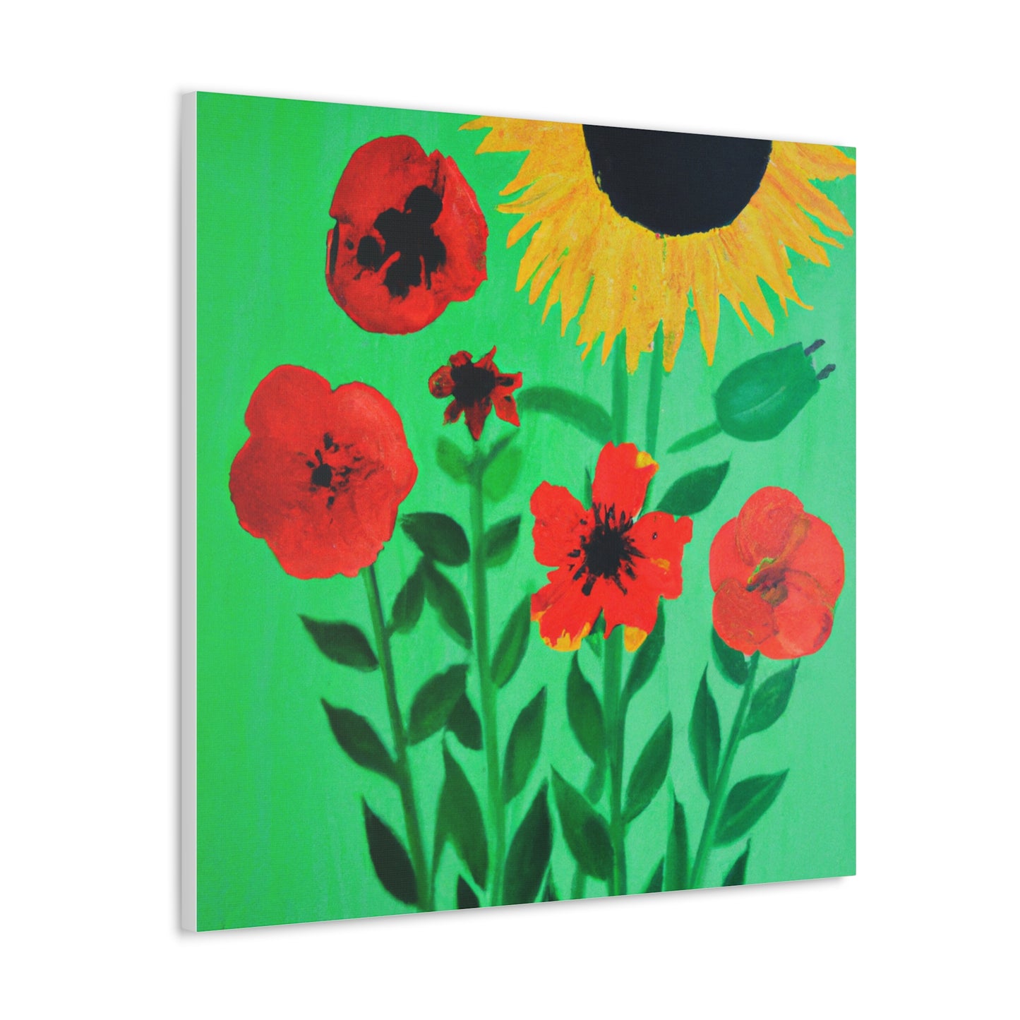 "Flowers in Banksy-Inspired Canvas Prints" by PenPencilArt