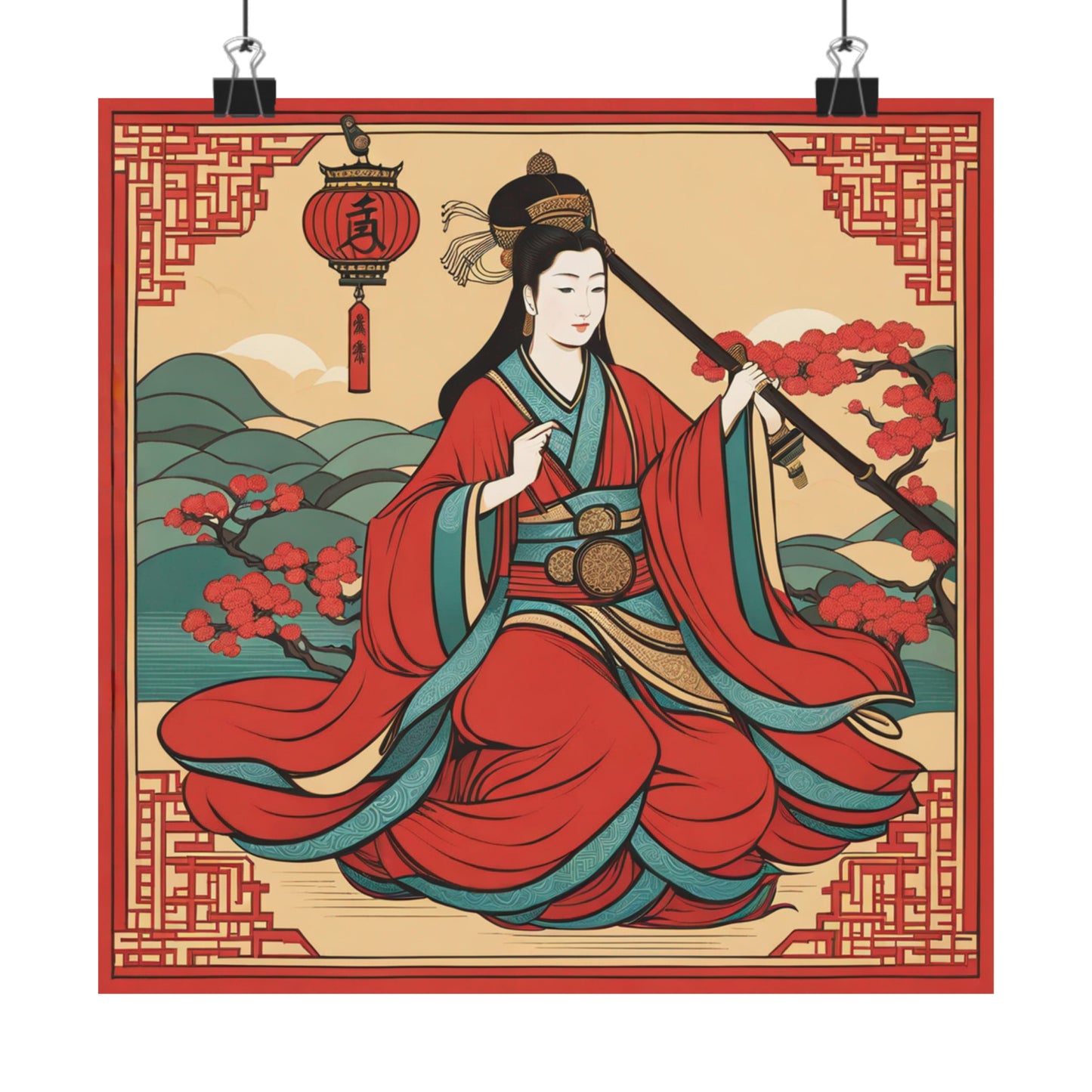 "Qiu Ying-Inspired Justice Poster Prints for Home Decor" by PenPencilArt