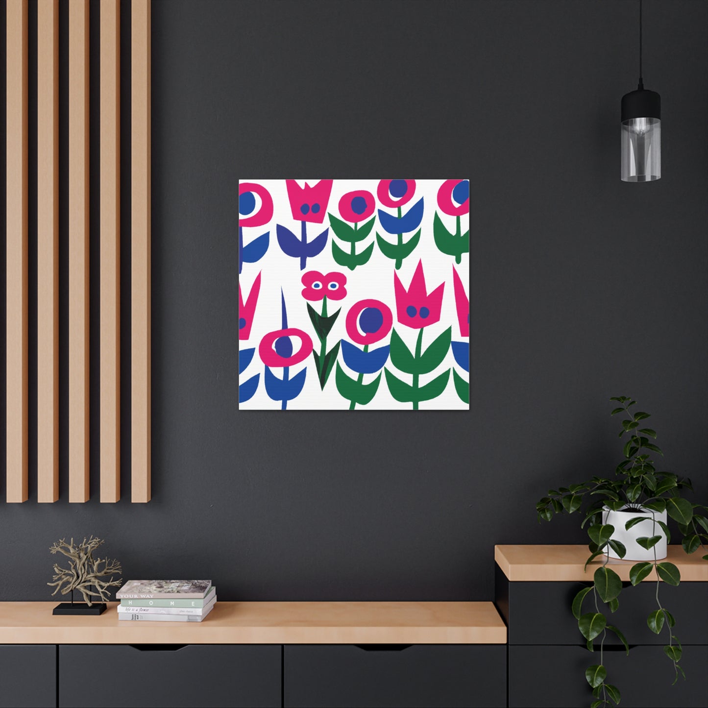 "Flowers in Keith Haring-Inspired Style Canvas Print" by PenPencilArt