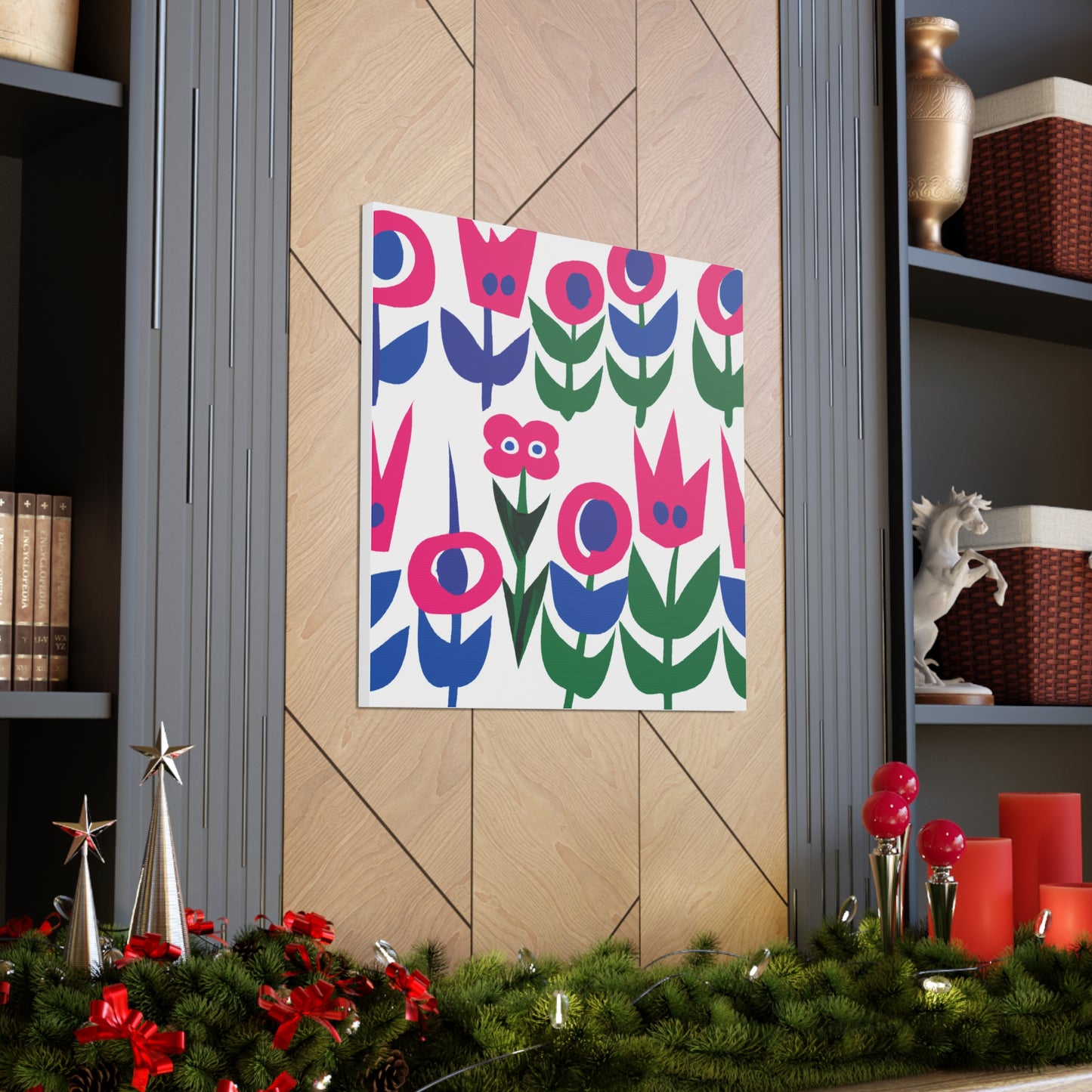 "Flowers in Keith Haring-Inspired Style Canvas Print" by PenPencilArt