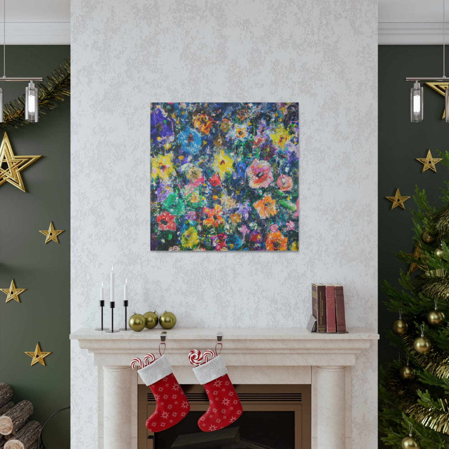 "Flowers in a Style Inspired by Jackson Pollock - Canvas Prints" by PenPencilArt