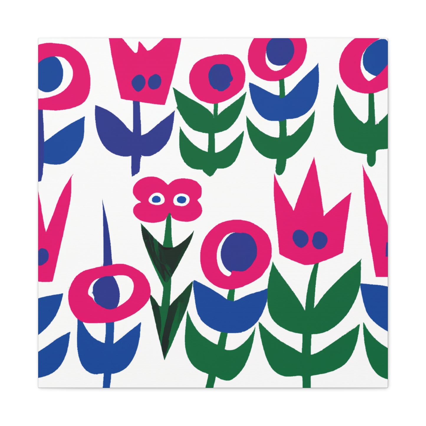 "Flowers in Keith Haring-Inspired Style Canvas Print" by PenPencilArt