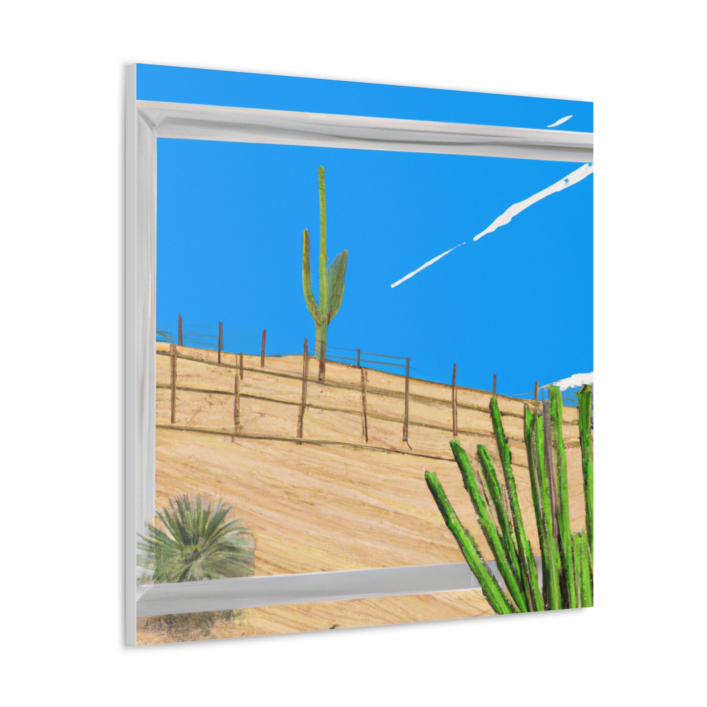 "Artistic Desert Landscape Inspired by David Hockney Canvas Print" by PenPencilArt