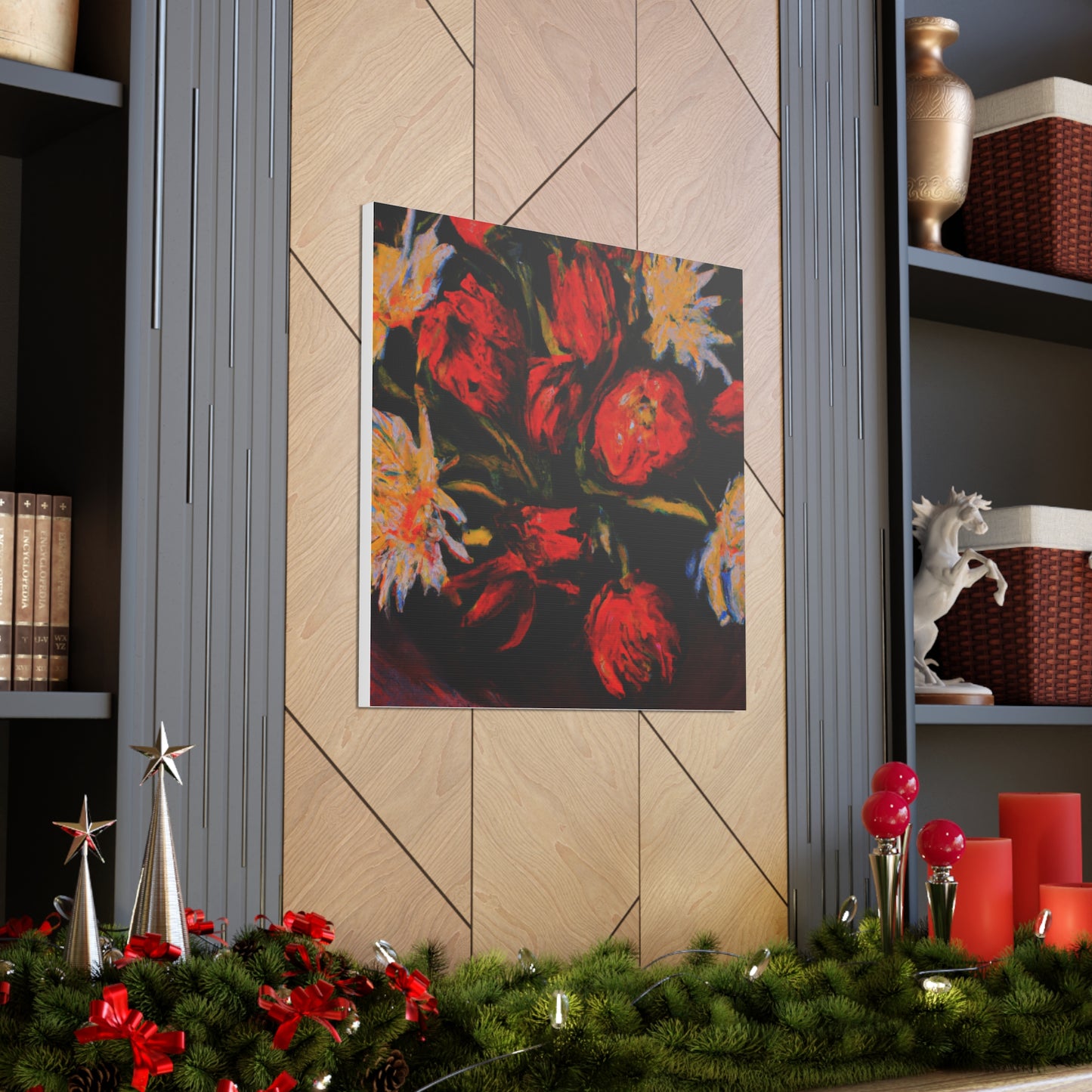 "Bright and Bold Flower Canvas Prints in the Style of Clyfford Still" by PenPencilArt
