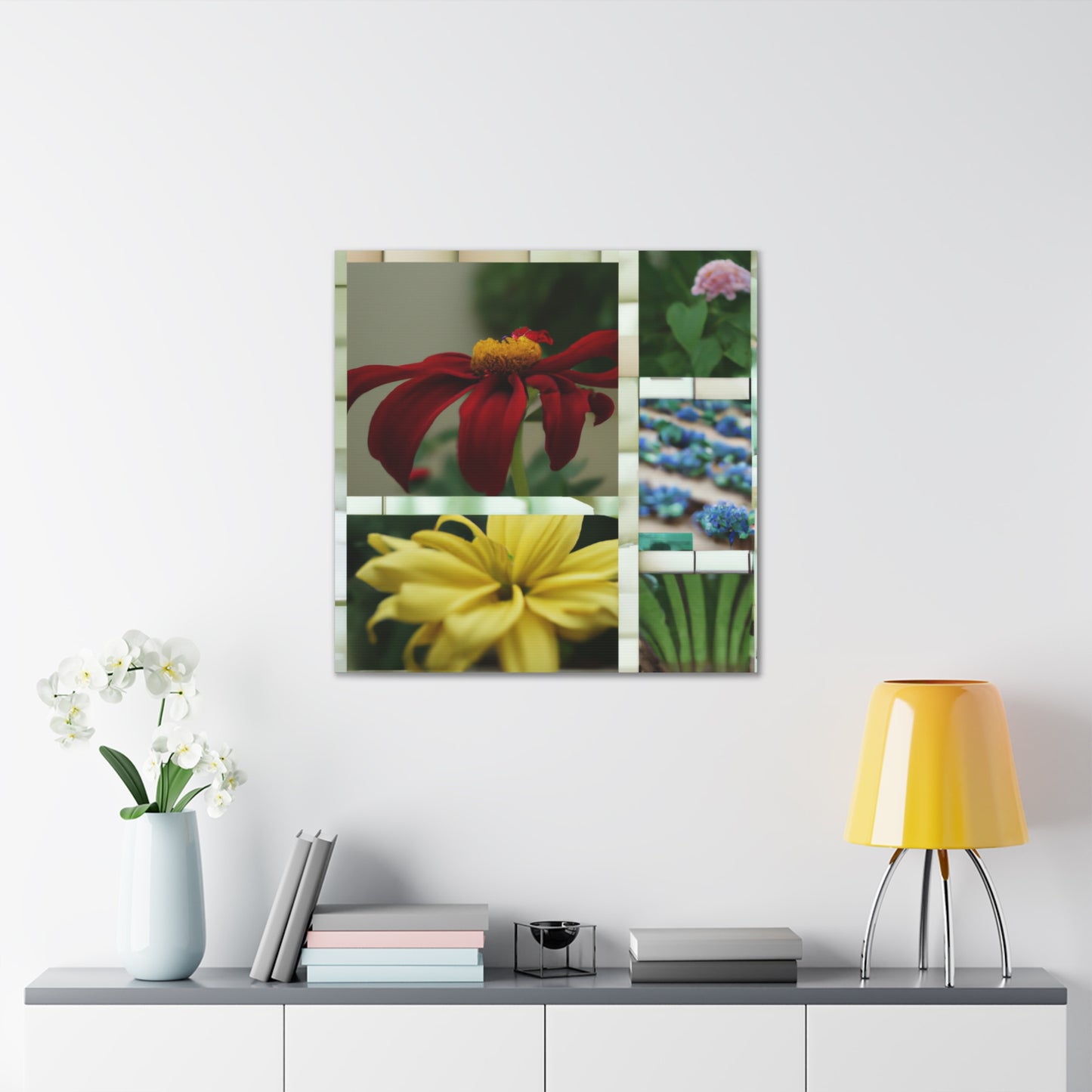 "Flowers Inspired by David Hockney - Canvas Prints" by PenPencilArt