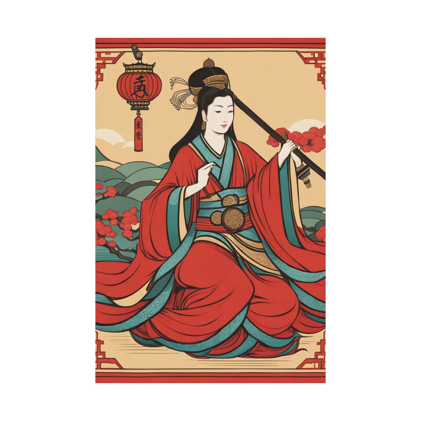 "Qiu Ying-Inspired Justice Poster Prints for Home Decor" by PenPencilArt