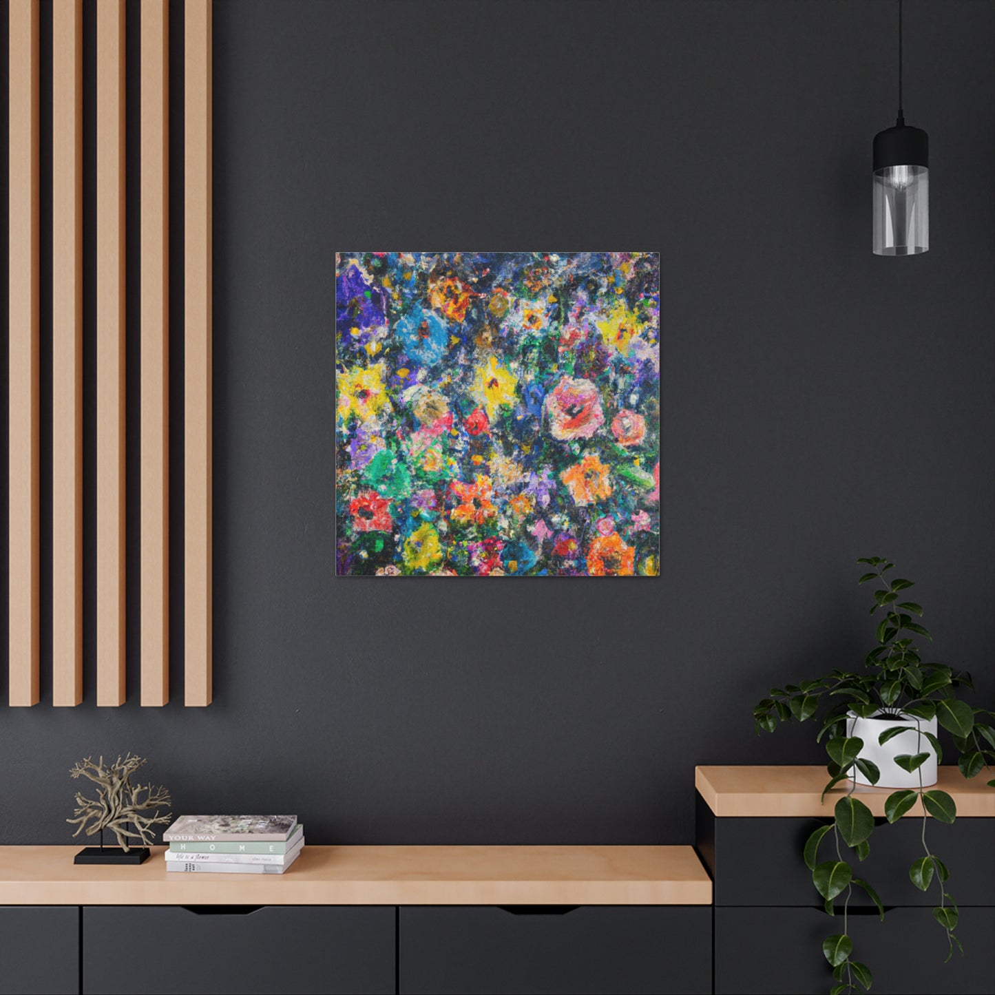 "Flowers in a Style Inspired by Jackson Pollock - Canvas Prints" by PenPencilArt