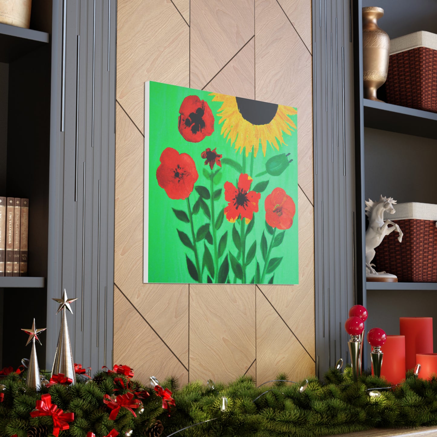 "Flowers in Banksy-Inspired Canvas Prints" by PenPencilArt