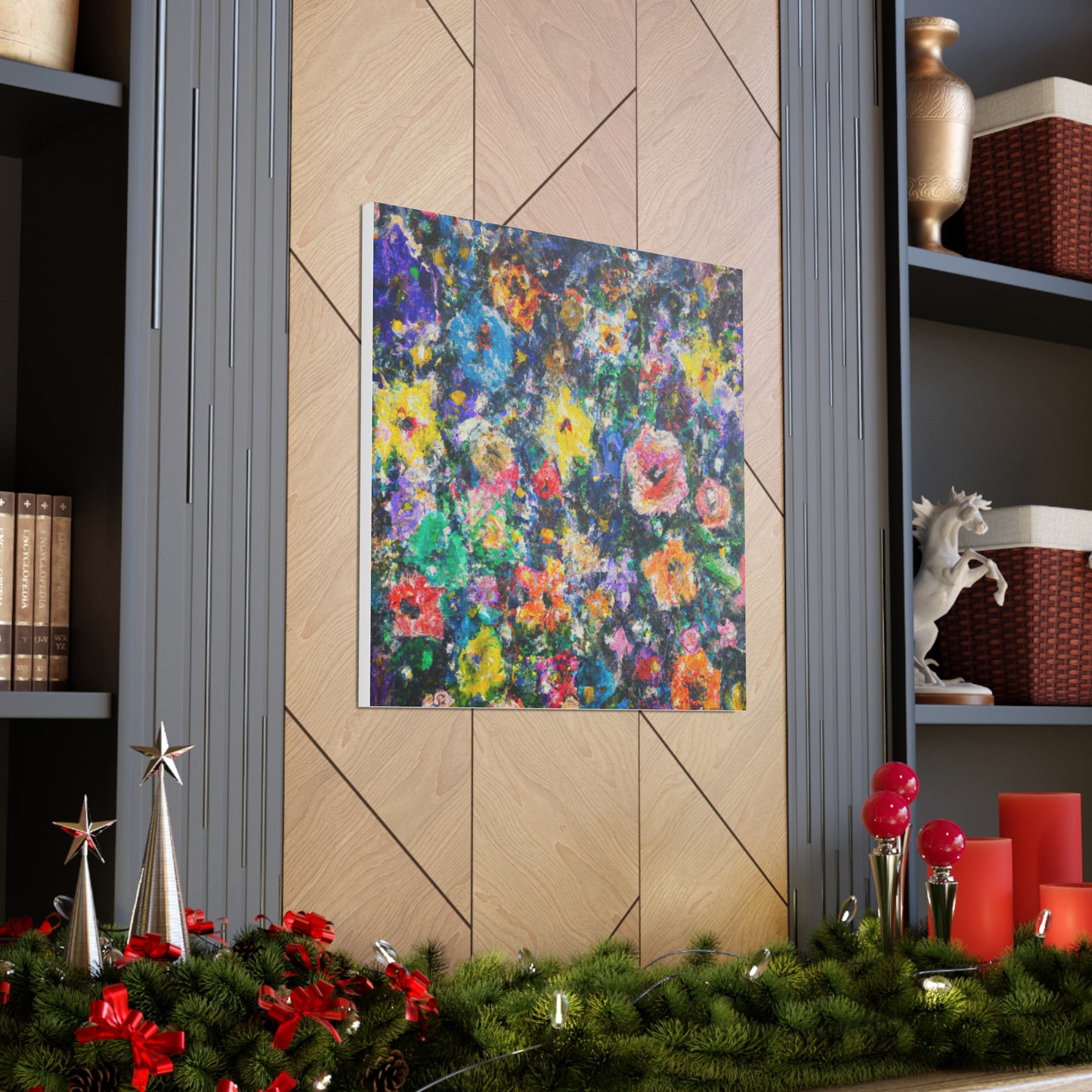 "Flowers in a Style Inspired by Jackson Pollock - Canvas Prints" by PenPencilArt