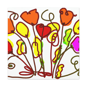 "Vibrant Flower Canvas Prints Inspired by Peter Max" by PenPencilArt