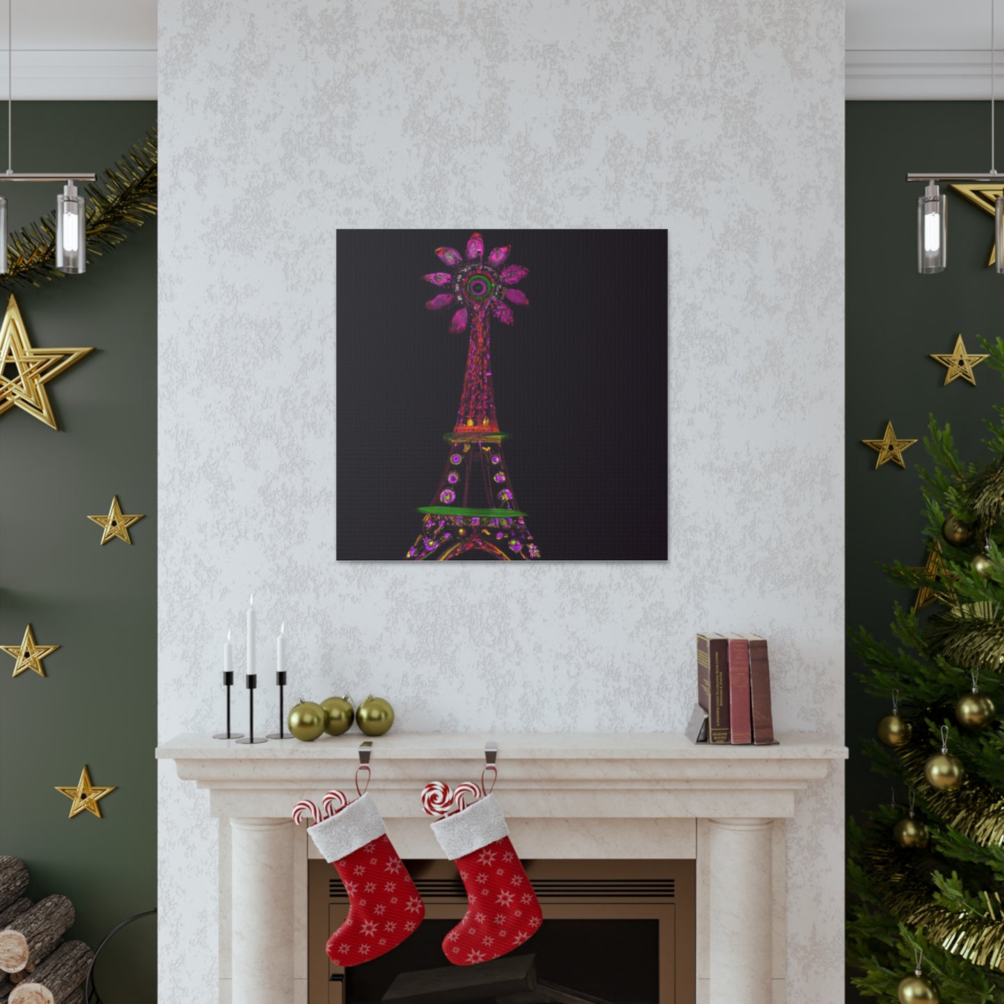 "Sparkling Eiffel Tower Canvas Print Inspired by Frida Kahlo" by PenPencilArt