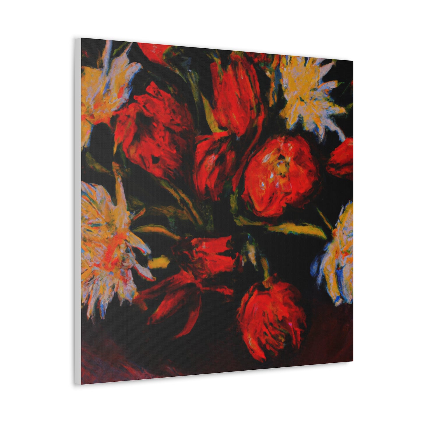 "Bright and Bold Flower Canvas Prints in the Style of Clyfford Still" by PenPencilArt