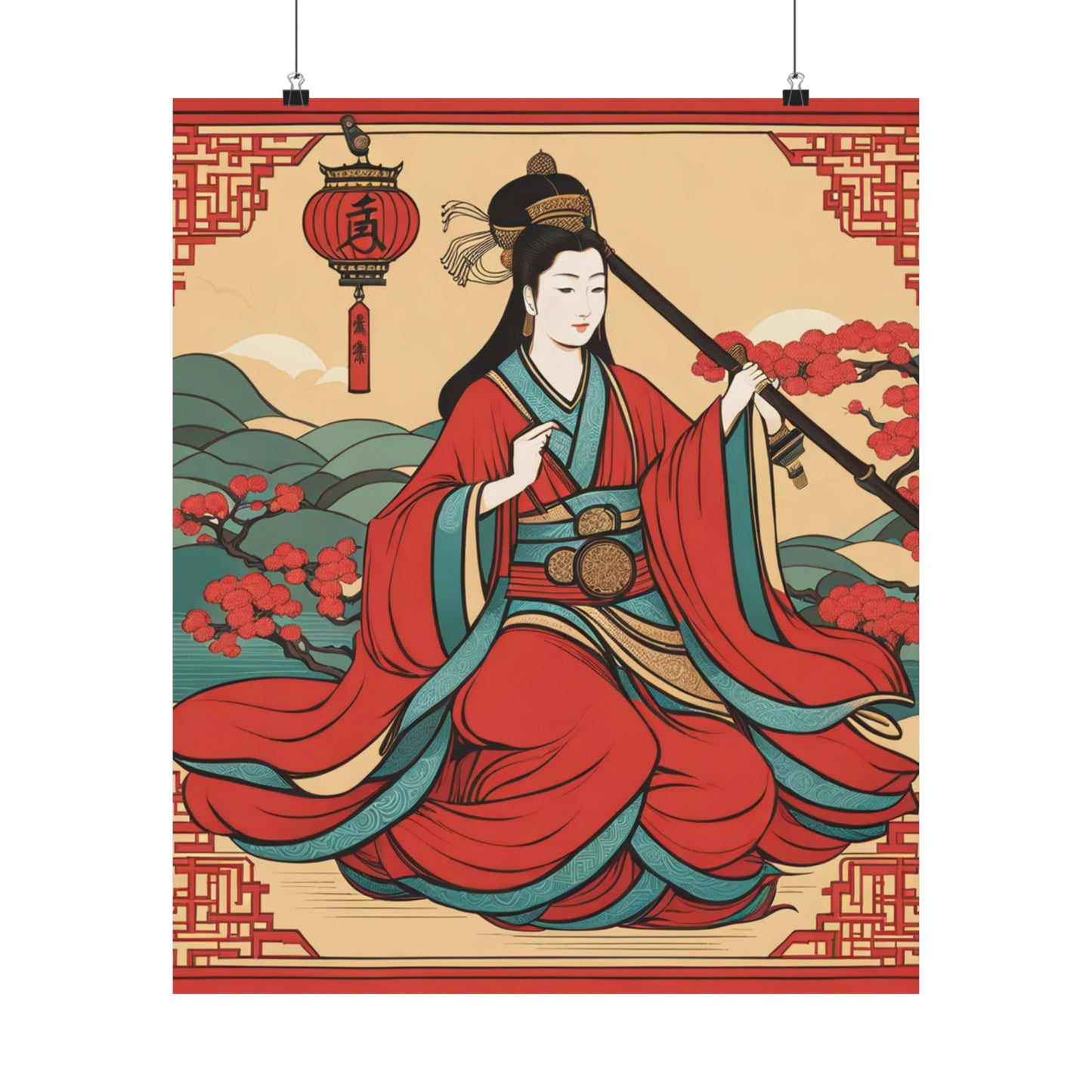 "Qiu Ying-Inspired Justice Poster Prints for Home Decor" by PenPencilArt