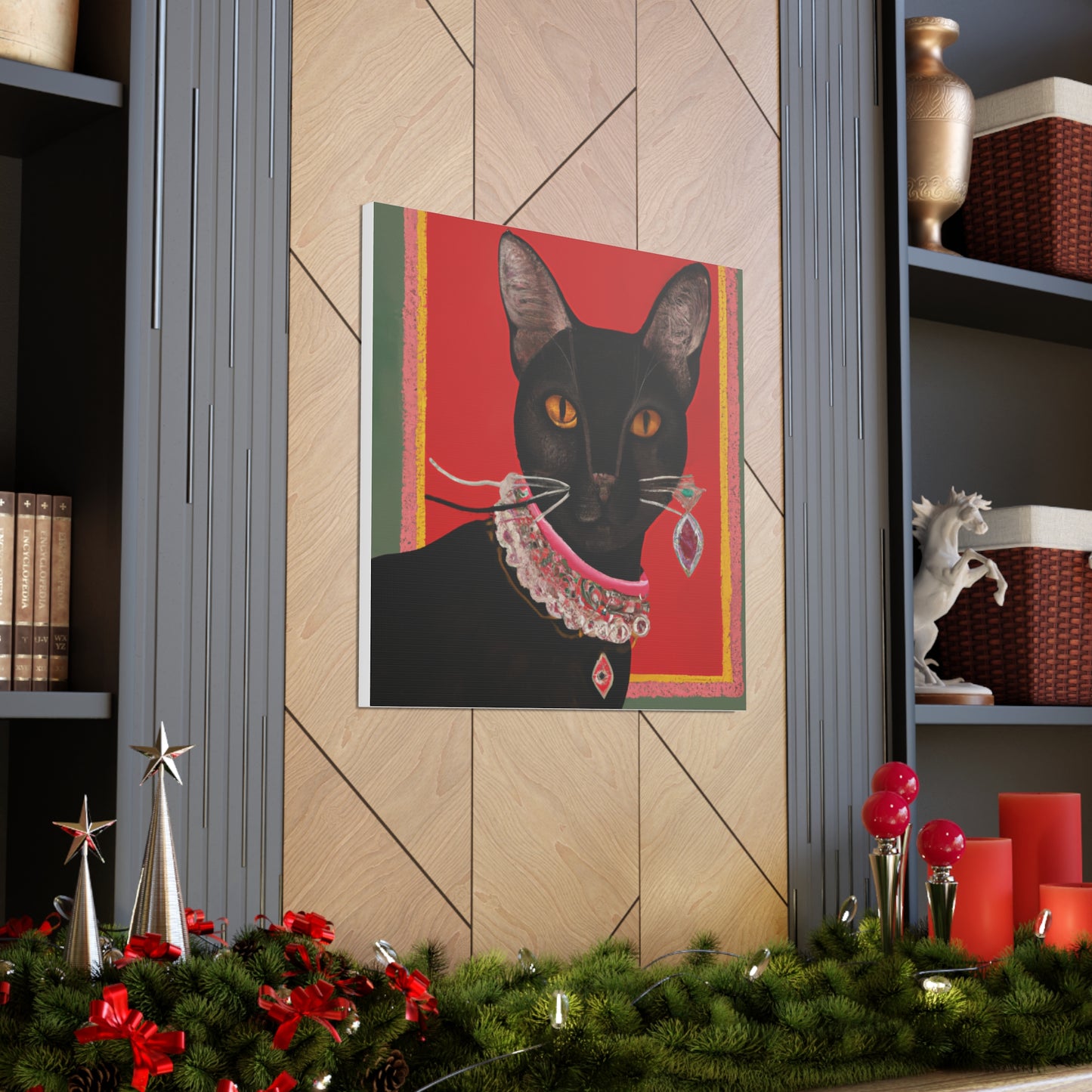 "Frida Kahlo Inspired Black Cat Canvas Print | Stylish Wall Art" by PenPencilArt