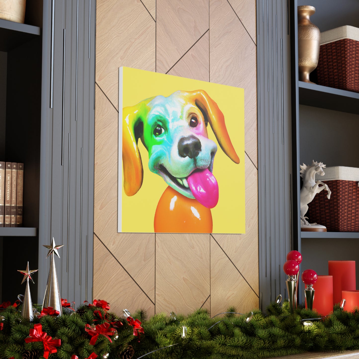 "A Cheerful Dog Canvas Print Influenced by Jeff Koons" by PenPencilArt
