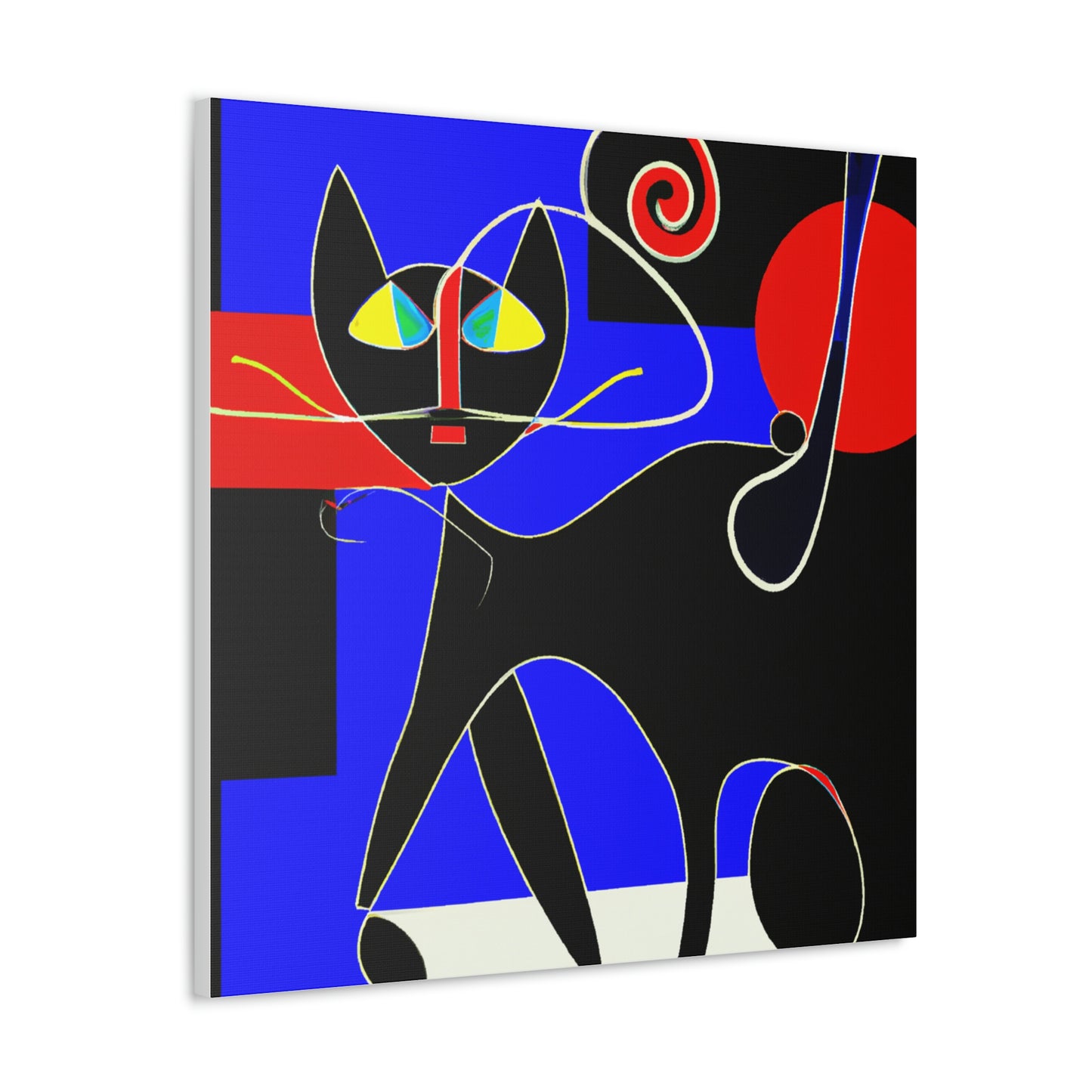 "Black Cat Canvas Print Inspired by Wassily Kandinsky" by PenPencilArt