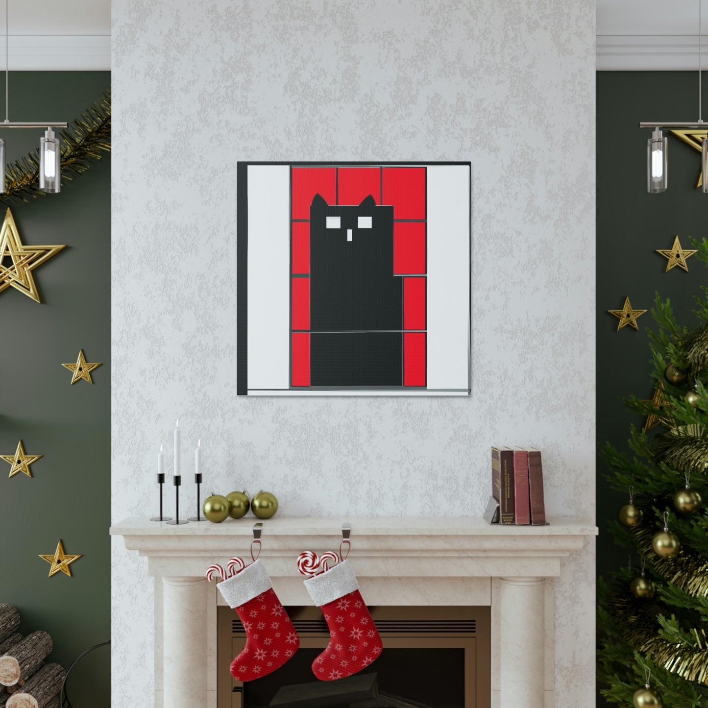 "Kazimir Malevich-Inspired Black Cat Canvas Print" by PenPencilArt