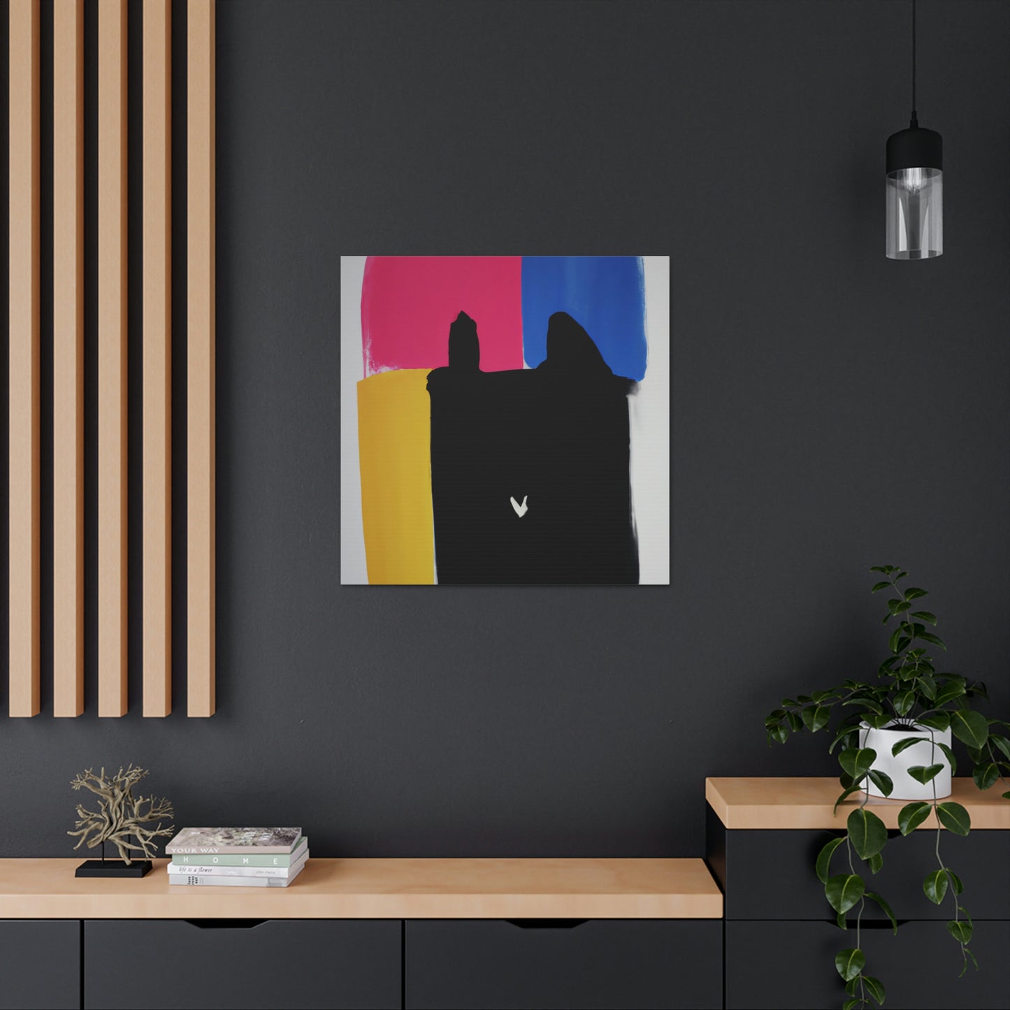 "Helen Frankenthaler Inspired Canvas Print of Black Cat" by PenPencilArt