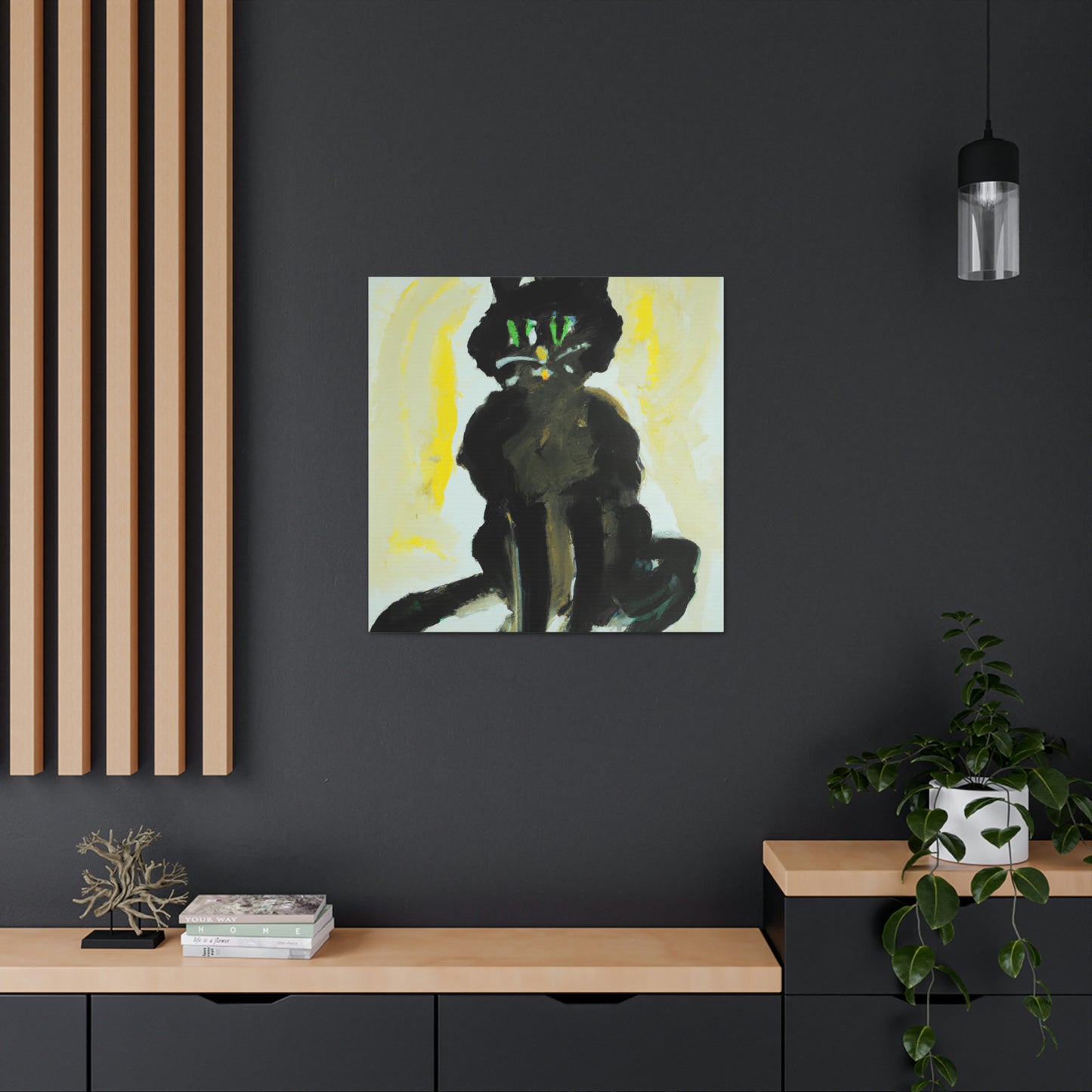"Black Cat Inspired by Willem de Kooning Canvas Print" by PenPencilArt