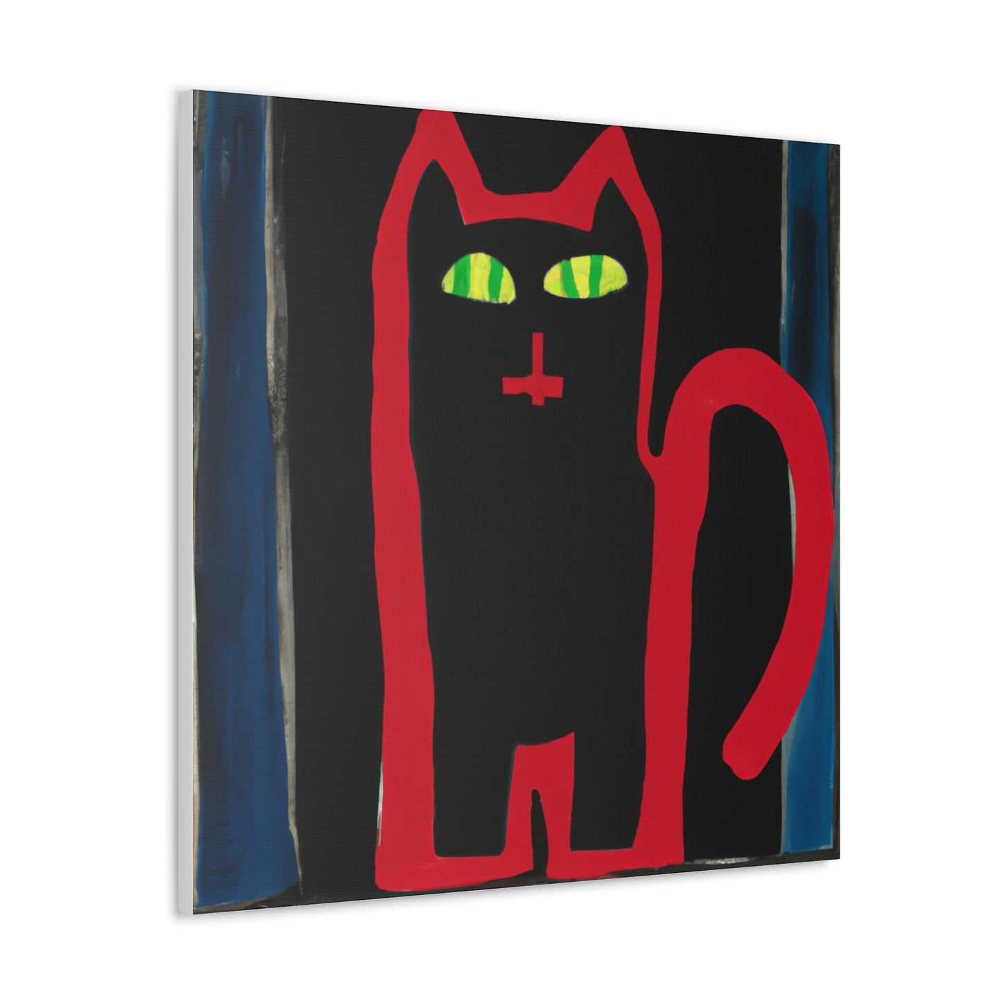 "Jasper Johns-Inspired Black Cat Canvas Print" by PenPencilArt