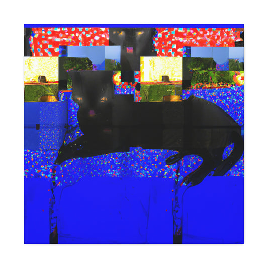 "Black Cat Wall Art | David Hockney Inspired Canvas Print" by PenPencilArt