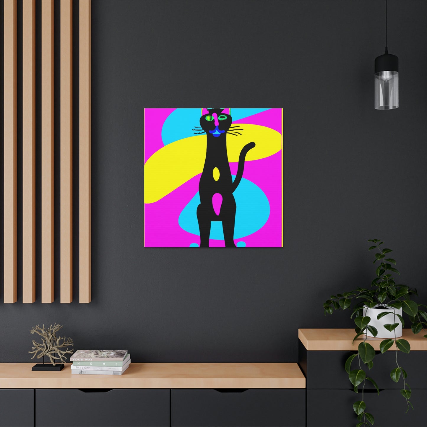 "Peter Max Inspired Black Cat Canvas Prints" by PenPencilArt