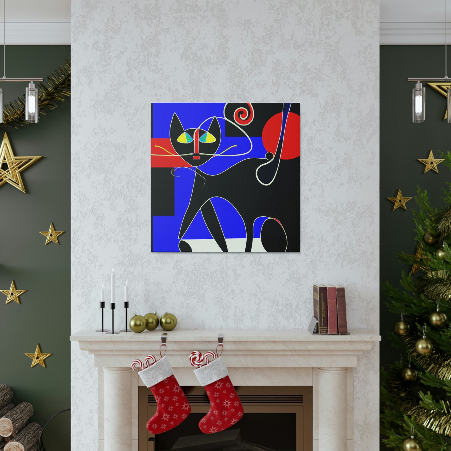 "Black Cat Canvas Print Inspired by Wassily Kandinsky" by PenPencilArt