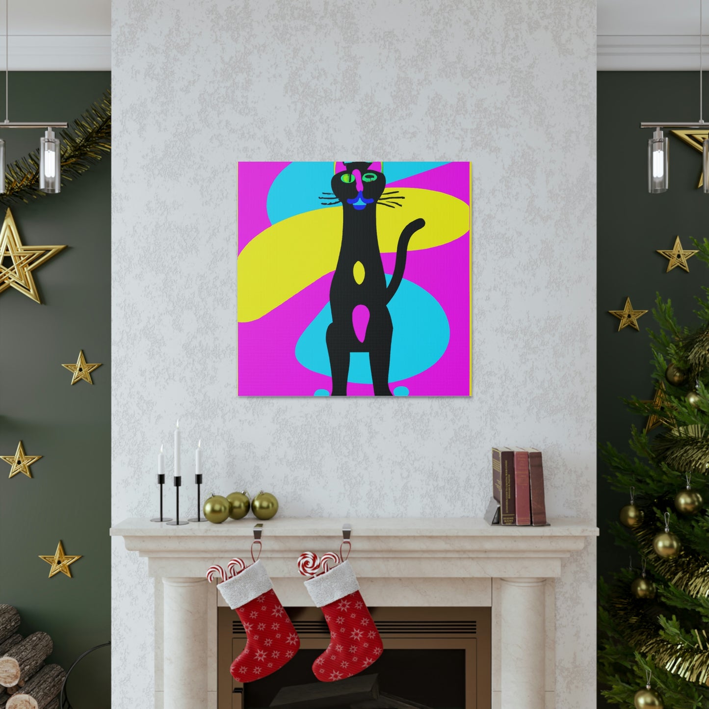 "Peter Max Inspired Black Cat Canvas Prints" by PenPencilArt