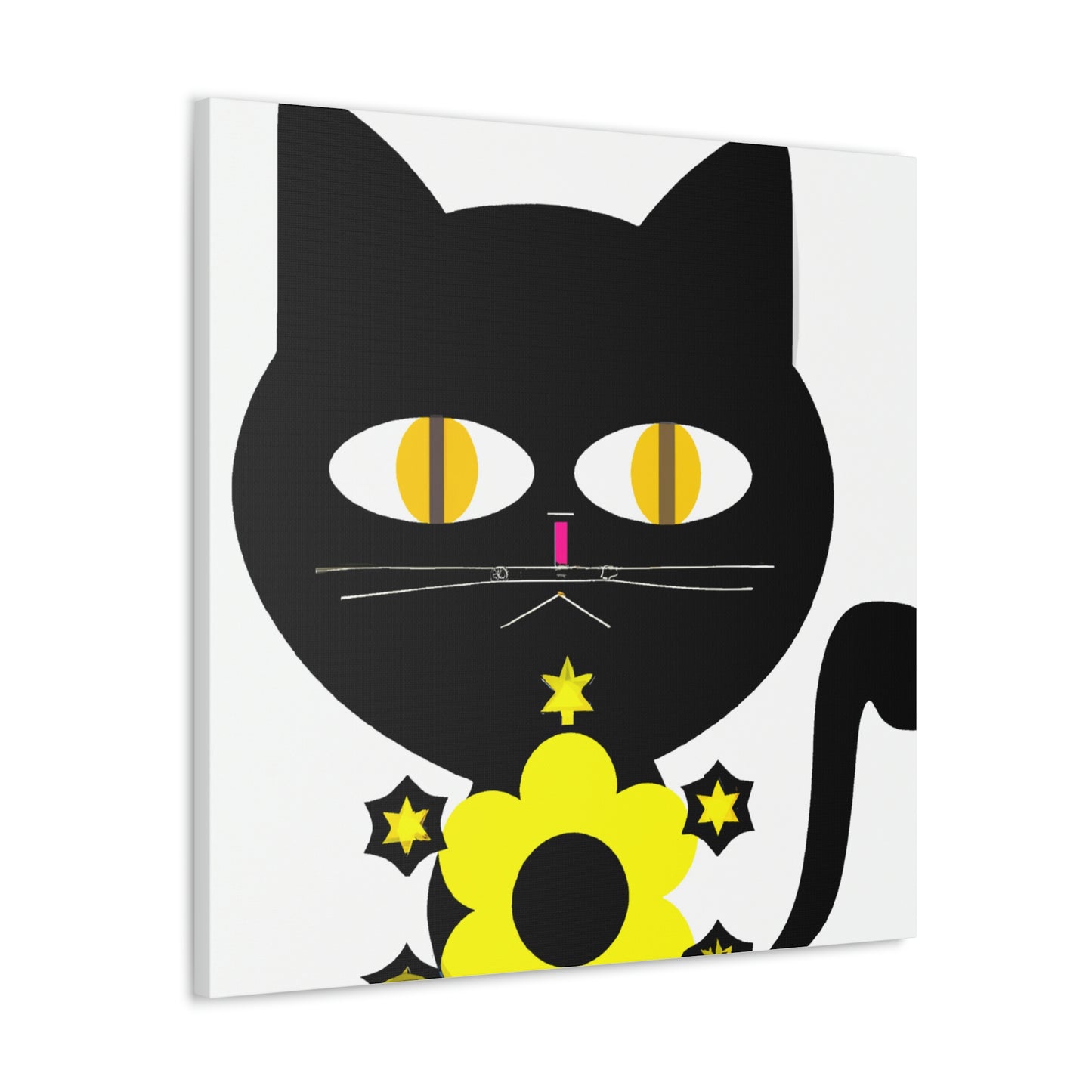 "Takashi Murakami-Inspired Black Cat Canvas Print" by PenPencilArt
