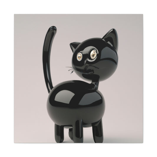 "Jeff Koons-Style Black Cat Canvas Print" by PenPencilArt