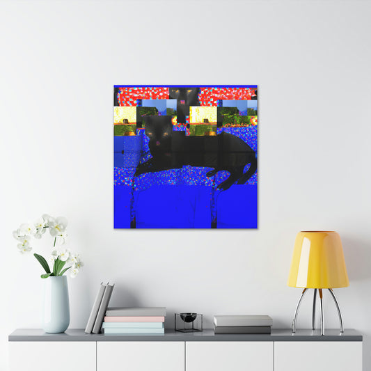 "Black Cat Wall Art | David Hockney Inspired Canvas Print" by PenPencilArt