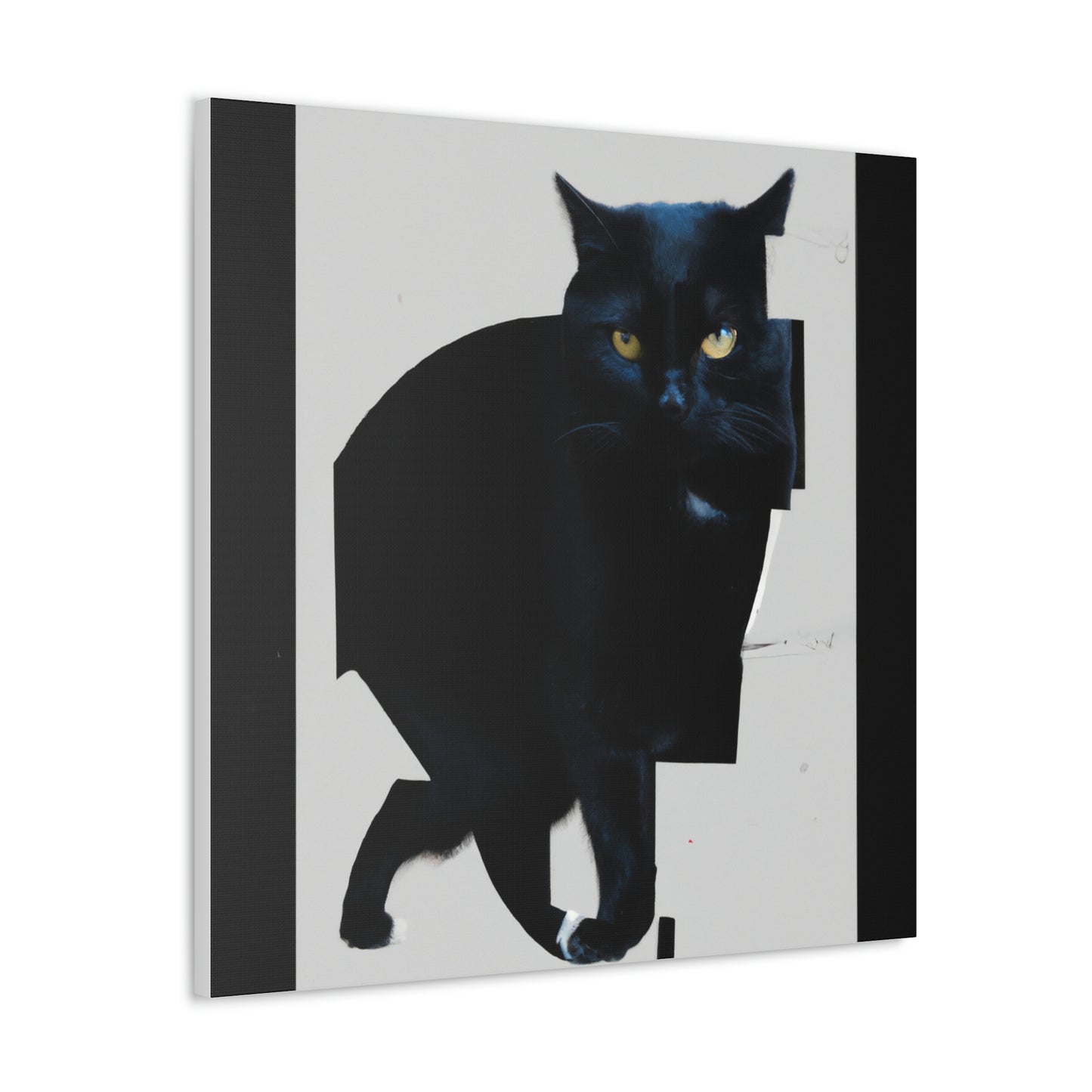 "Mimmo Rotella-Inspired Black Cat Canvas Print" by PenPencilArt