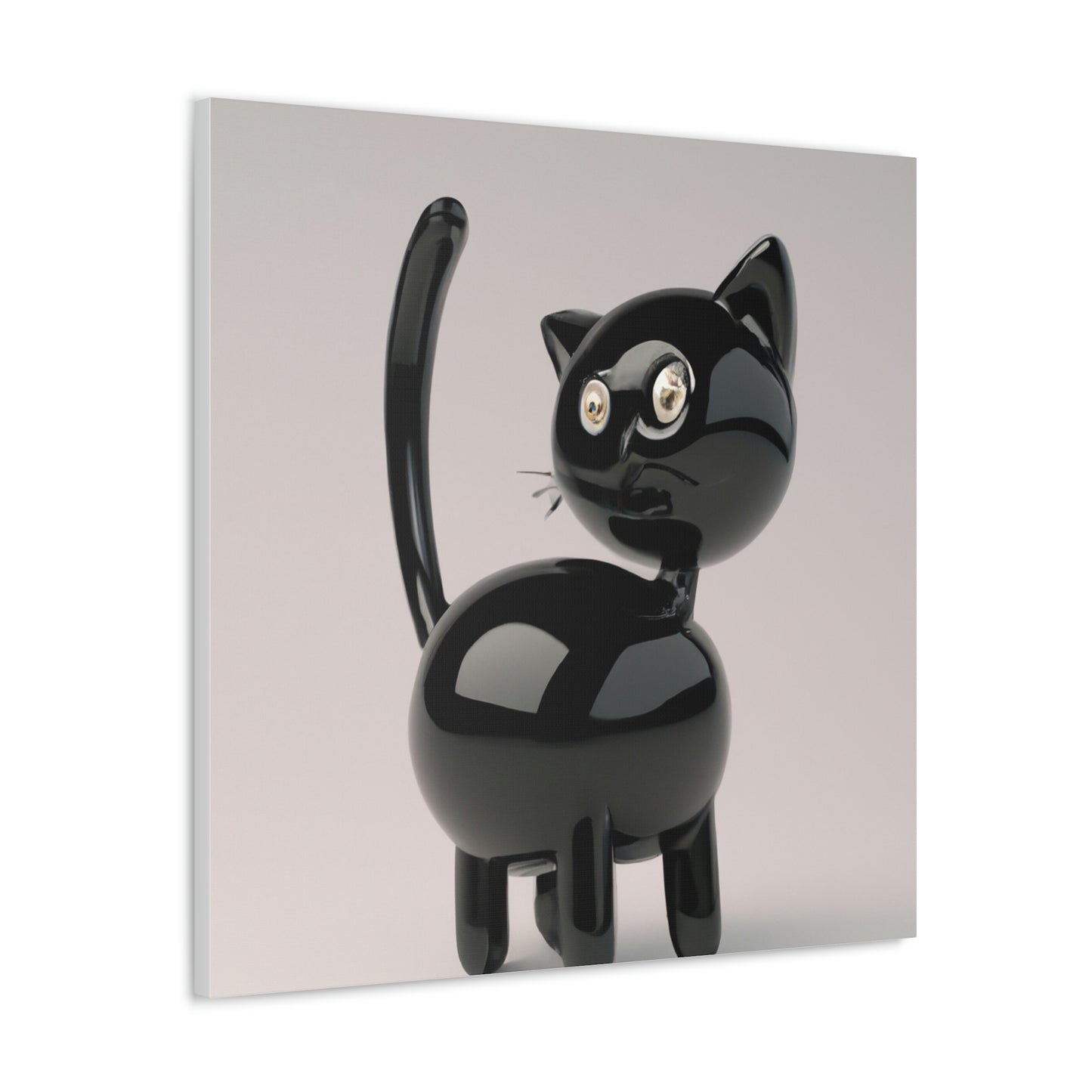 "Jeff Koons-Style Black Cat Canvas Print" by PenPencilArt