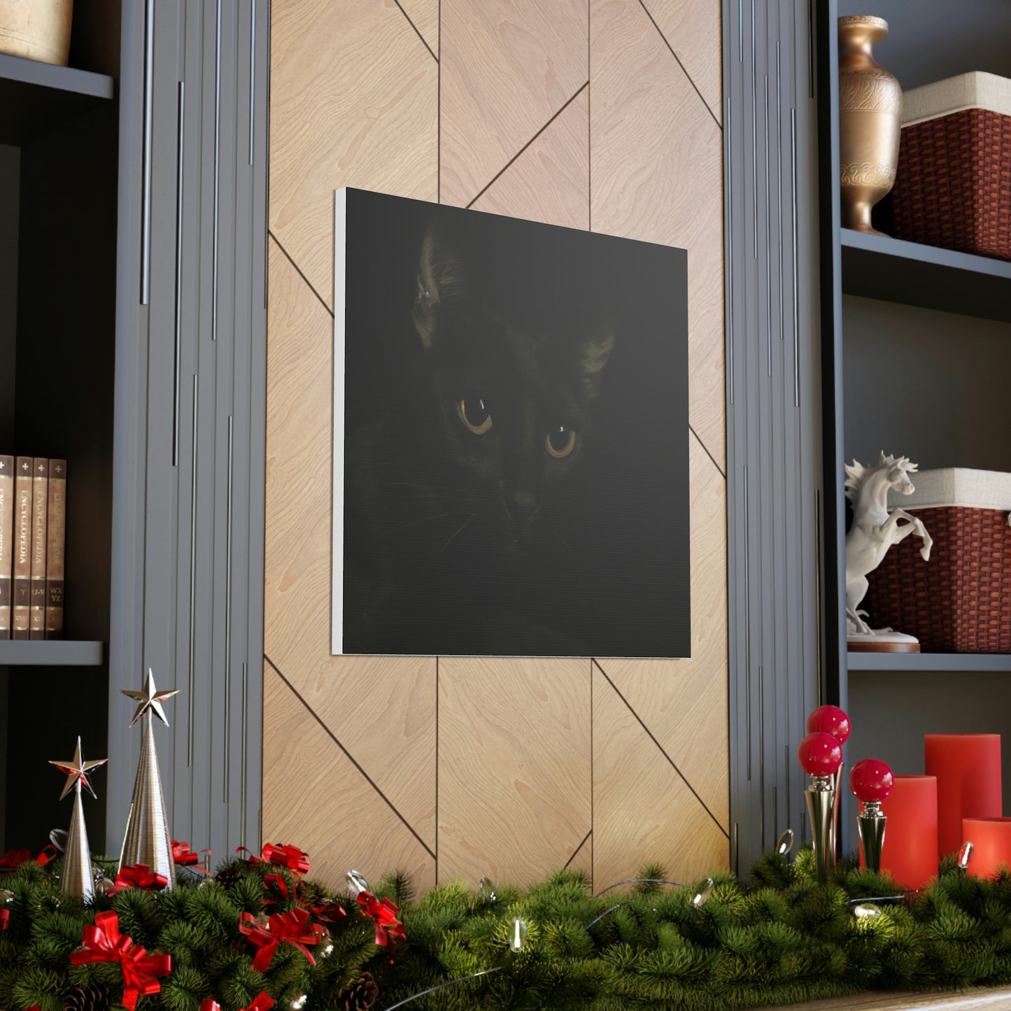 "Black Cat Wall Art in James Gill Style - Canvas Print" by PenPencilArt