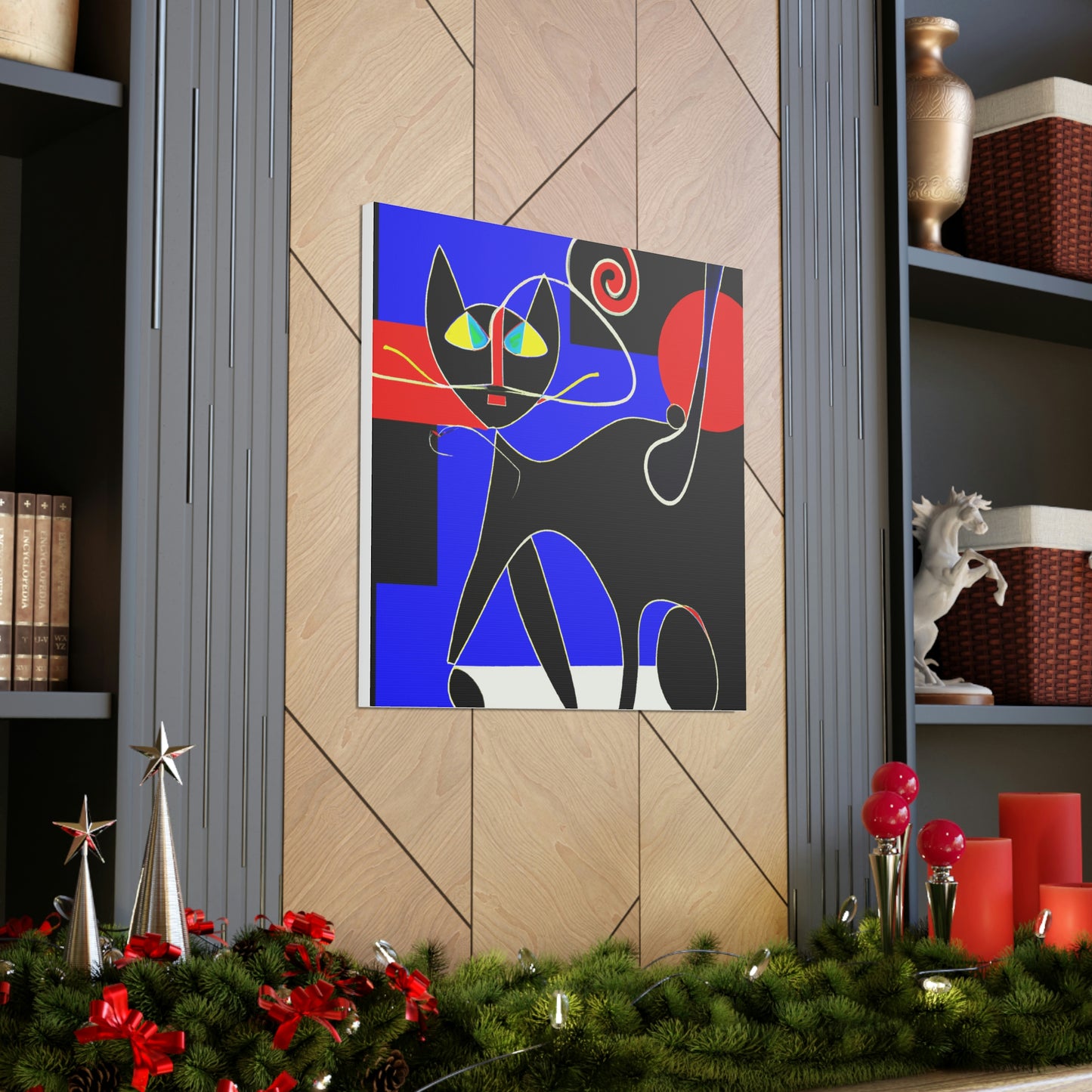 "Black Cat Canvas Print Inspired by Wassily Kandinsky" by PenPencilArt