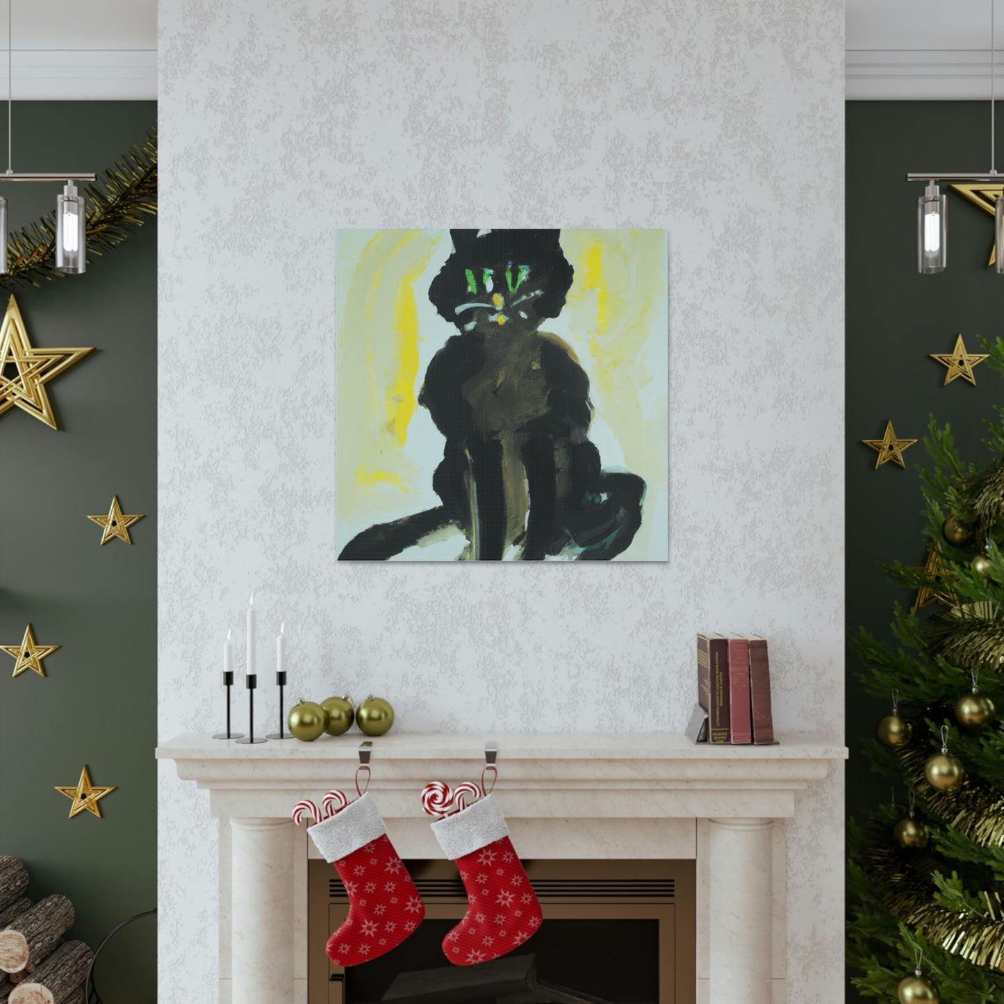 "Black Cat Inspired by Willem de Kooning Canvas Print" by PenPencilArt
