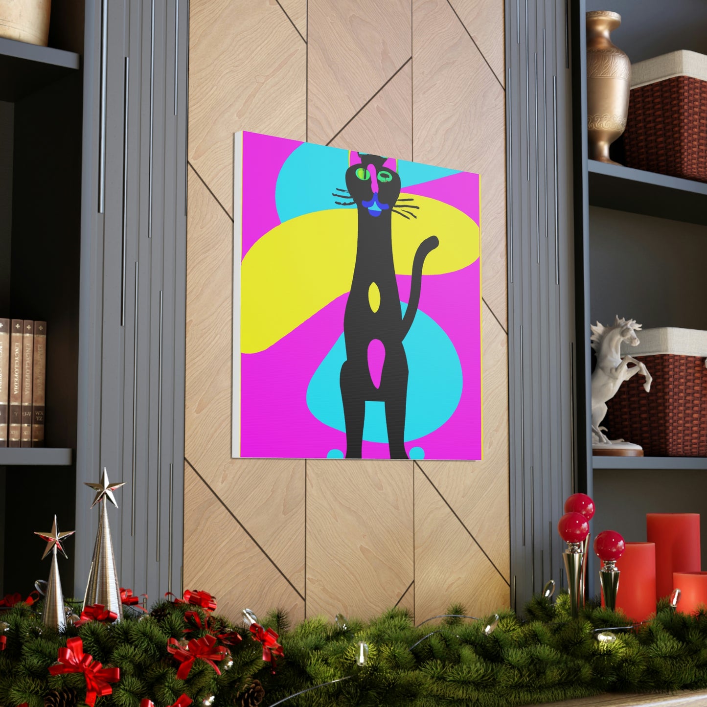 "Peter Max Inspired Black Cat Canvas Prints" by PenPencilArt